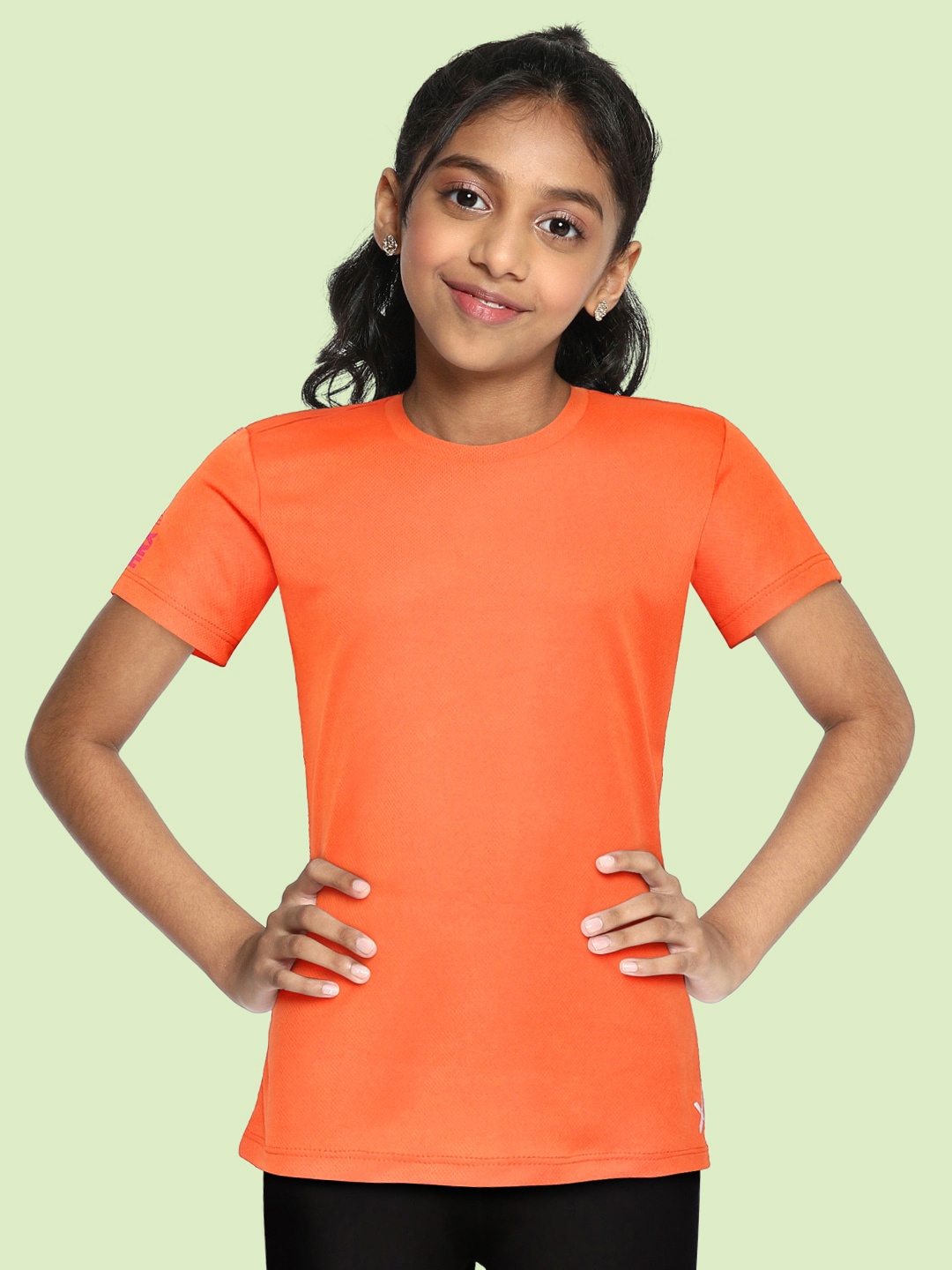 

HRX By Hrithik Roshan U-17 Active Girls Neon orange Rapid-Dry Typography Tshirts