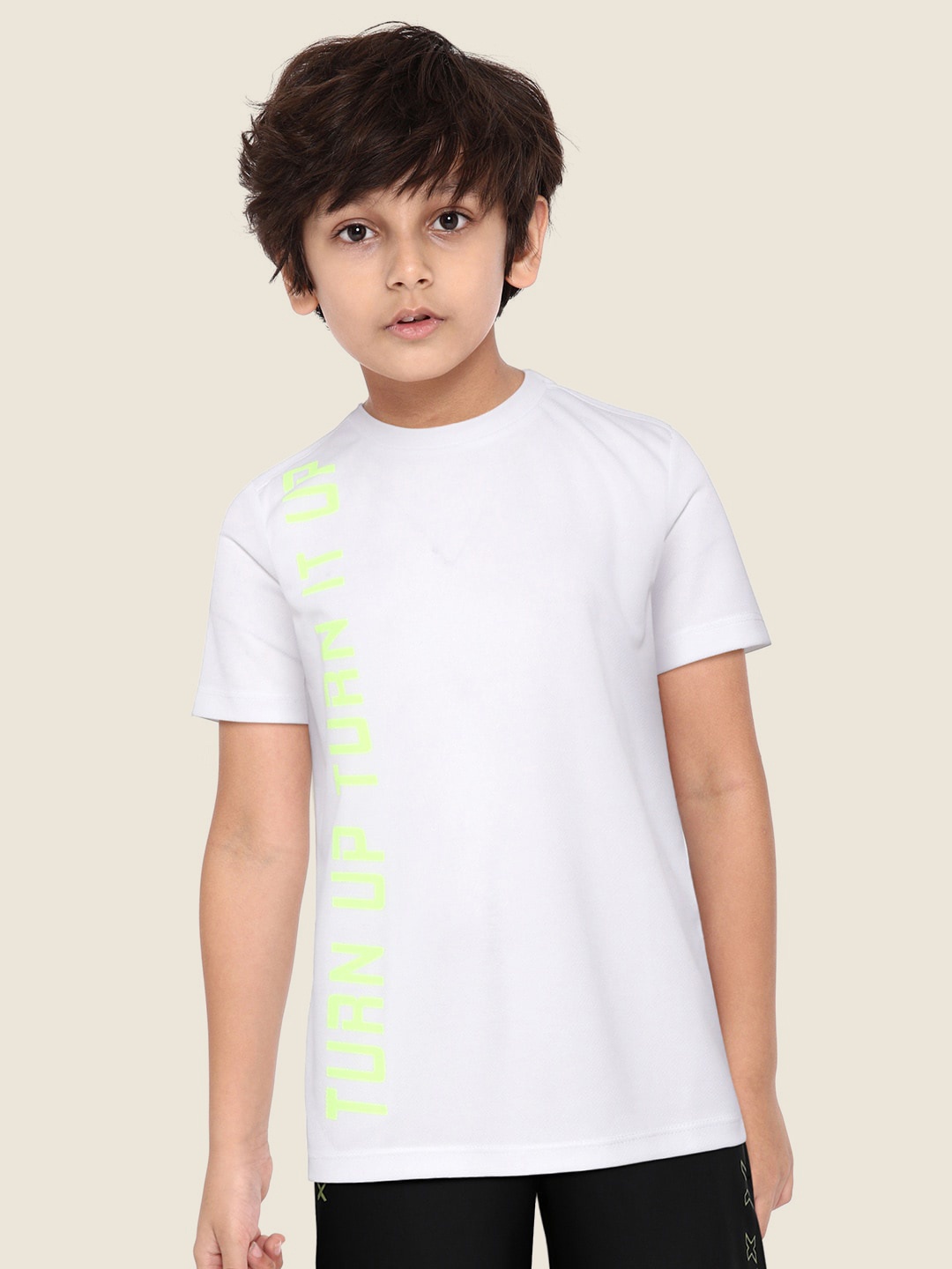

HRX By Hrithik Roshan U-17 Active Boys White Rapid-Dry Typography Tshirts