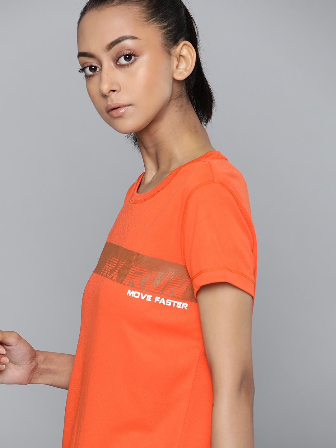 

HRX by Hrithik Roshan Women Orange Brand Logo Print Rapid Dry Running T-shirt