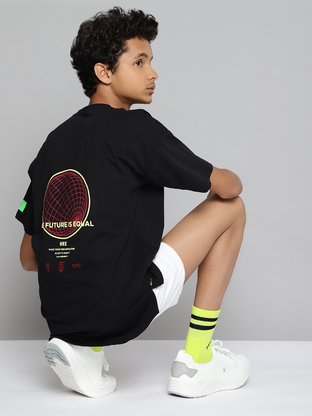 

HRX by Hrithik Roshan U-17 Lifestyle Boys Jet Black Rapid-Dry Solid Cotton Tshirt