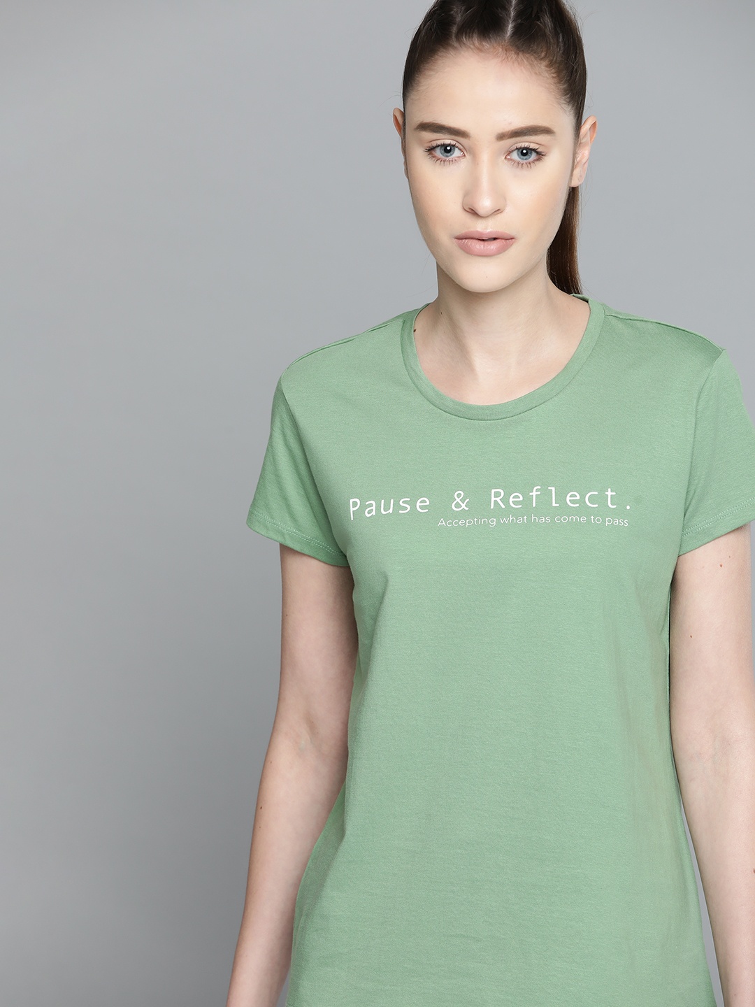 

HRX By Hrithik Roshan Yoga Women Jade Solid Sustainable T-shirt, Green