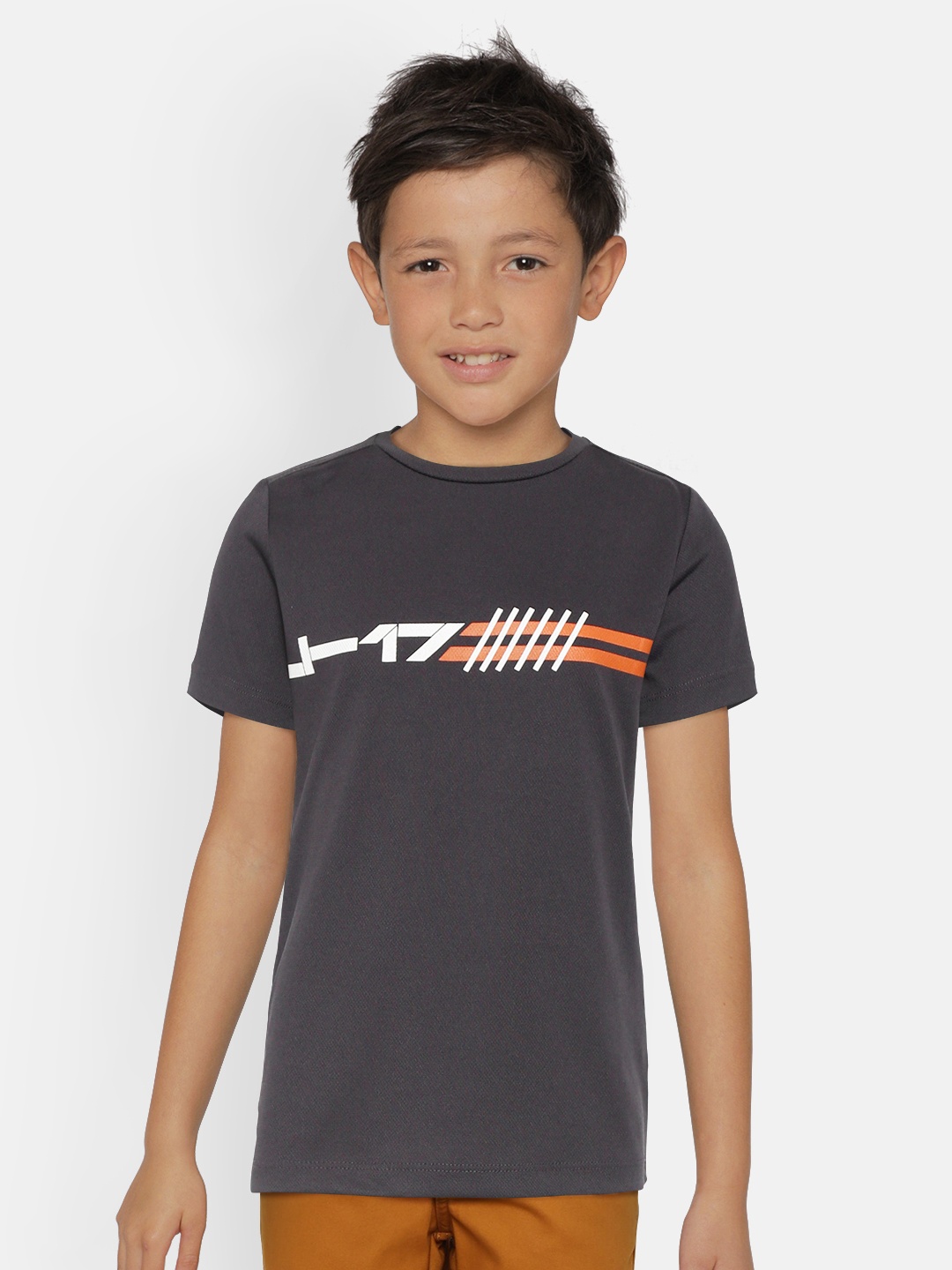 

HRX By Hrithik Roshan U-17 Active Boys Iron Rapid-Dry Brand Carrier Tshirts, Charcoal