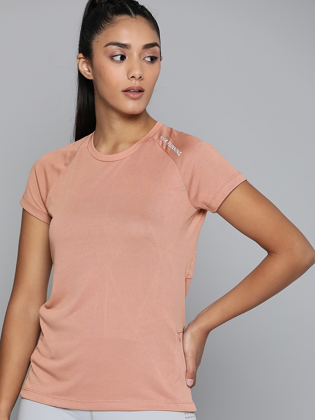 

HRX By Hrithik Roshan Running Women Rose Dawn Camouflage Tshirts, Peach