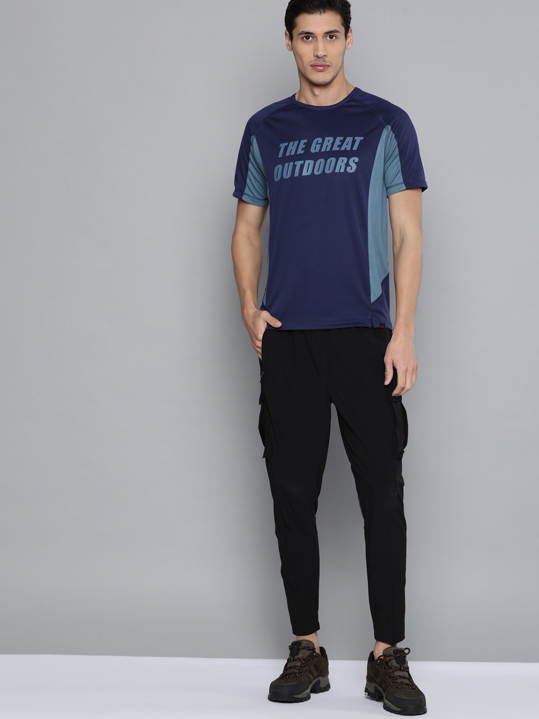 

HRX By Hrithik Roshan Outdoor Men Medieval Blue Rapid-Dry Typography T-Shirt