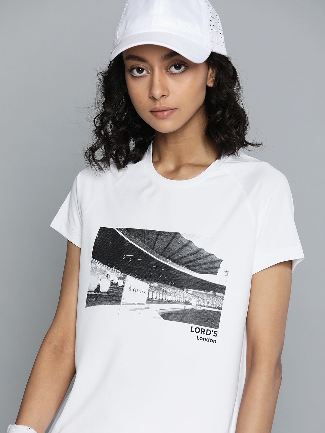 

HRX By Hrithik Roshan Cricket Women Optic White Rapid-Dry Graphic Tshirt
