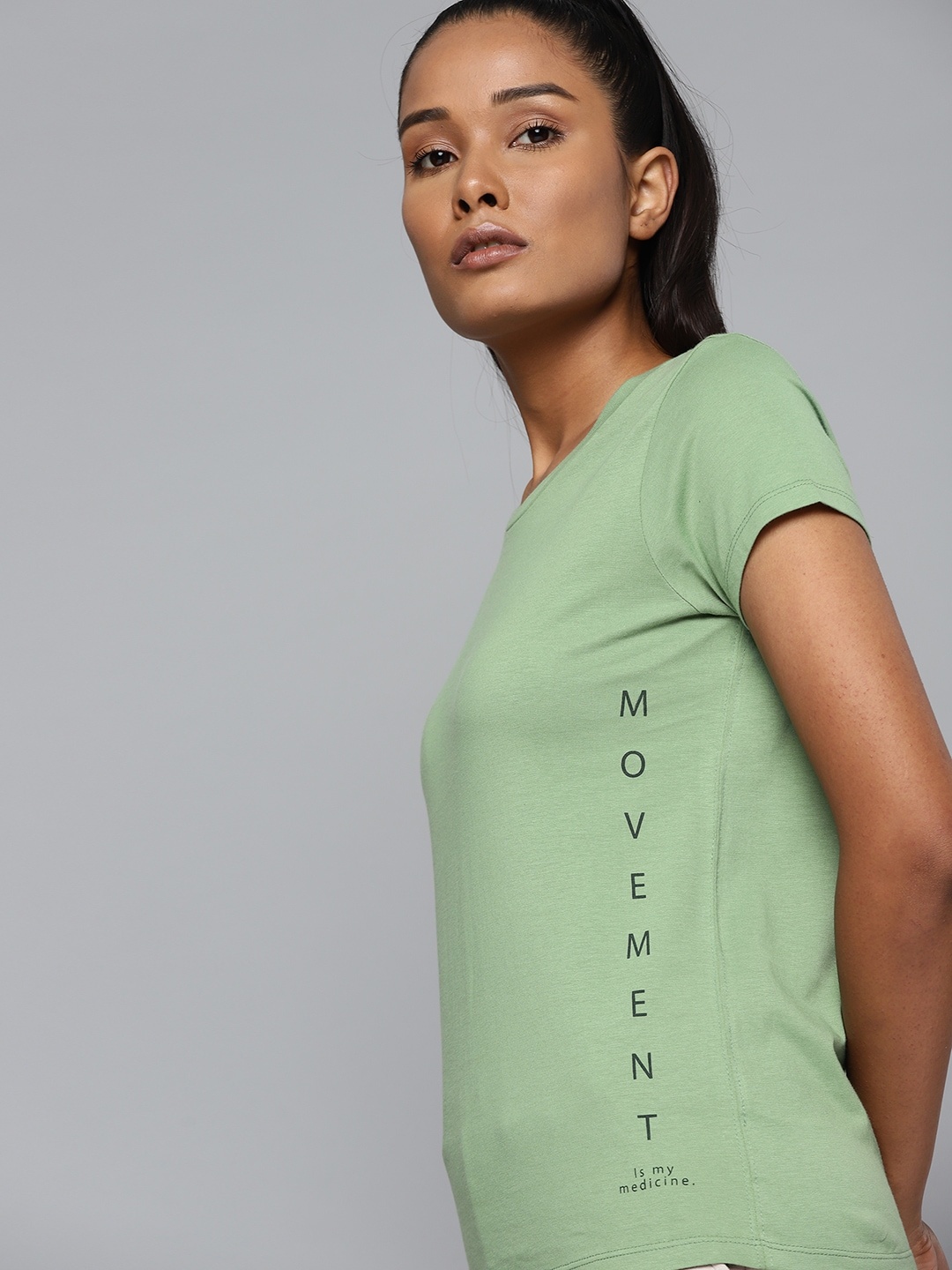 

HRX By Hrithik Roshan Yoga Women Jade Organic Cotton Typography T-shirt, Green