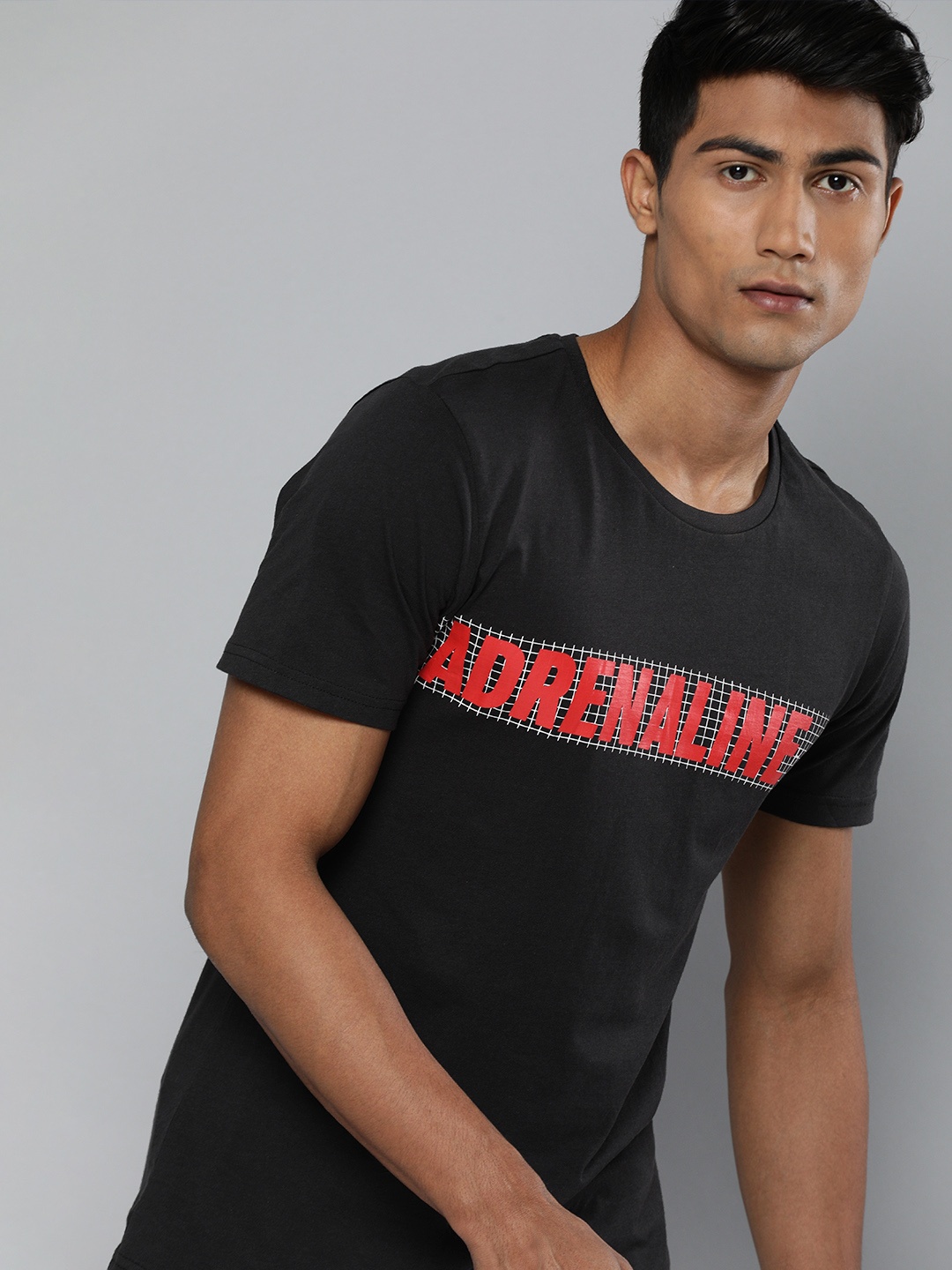 

HRX by Hrithik Roshan Lifestyle Men Black Bio-Wash Typography Printed T-shirt