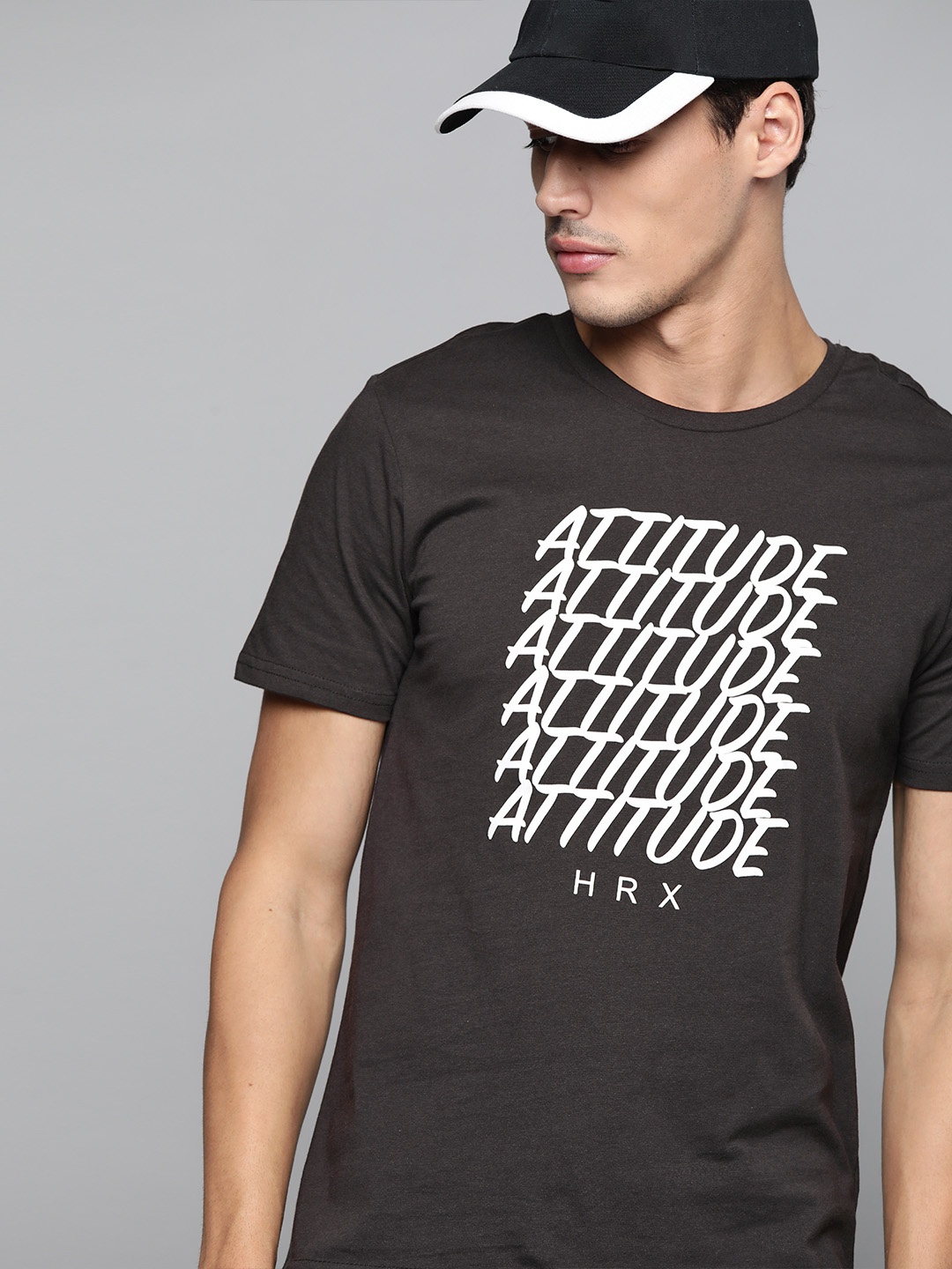 

HRX By Hrithik Roshan Lifestyle Men Jet Black Bio-Wash Typography Tshirt