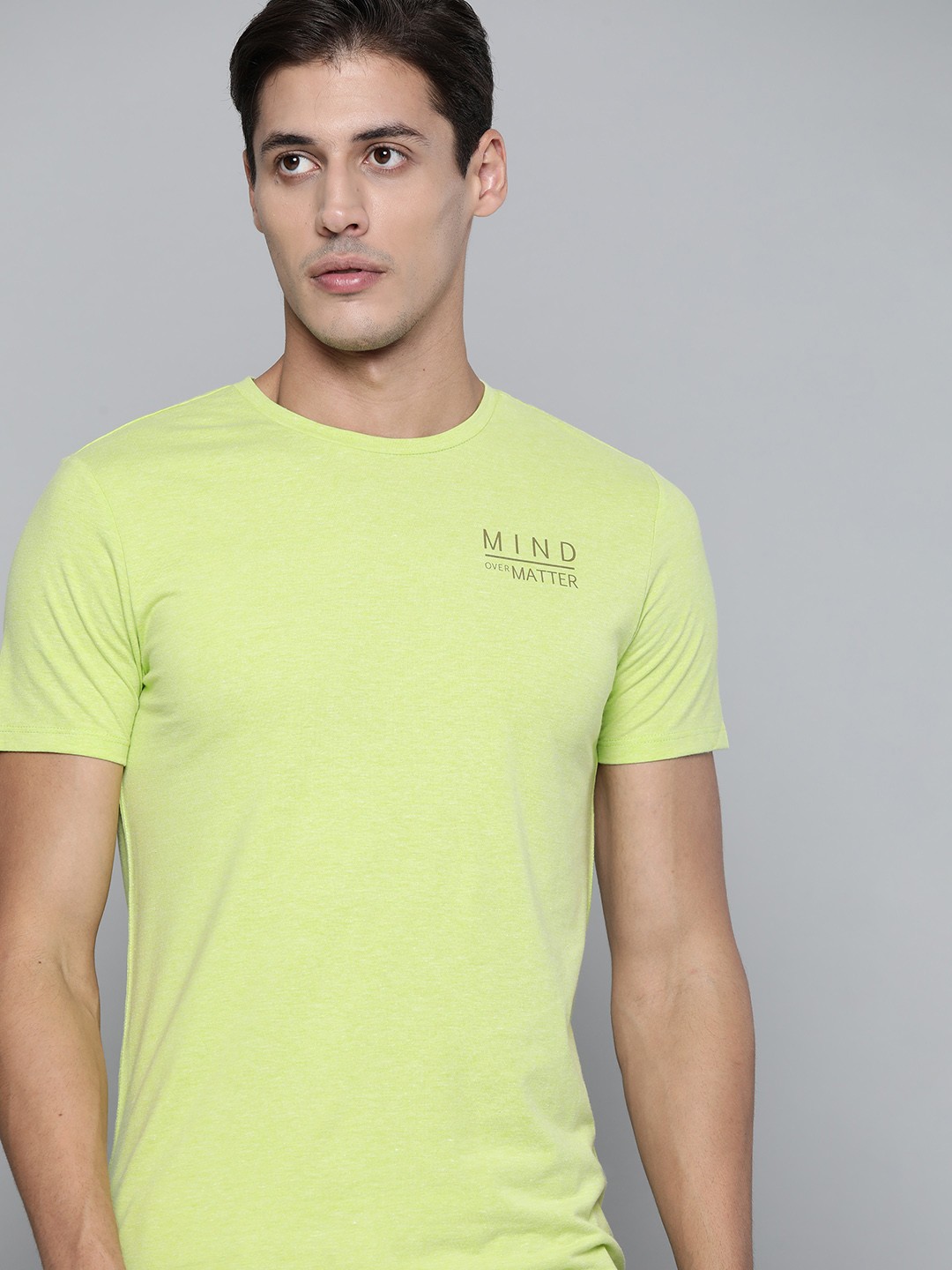 

HRX By Hrithik Roshan Yoga Men Green Melange Typography Tshirts