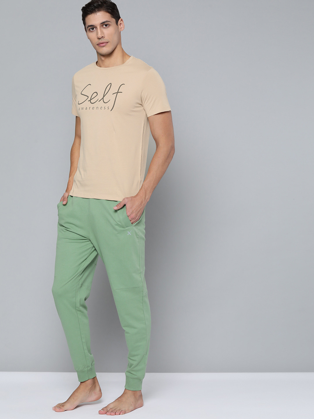 

HRX By Hrithik Roshan Yoga Men Myroblan Organic Cotton Typography Sustainable Tshirts, Beige