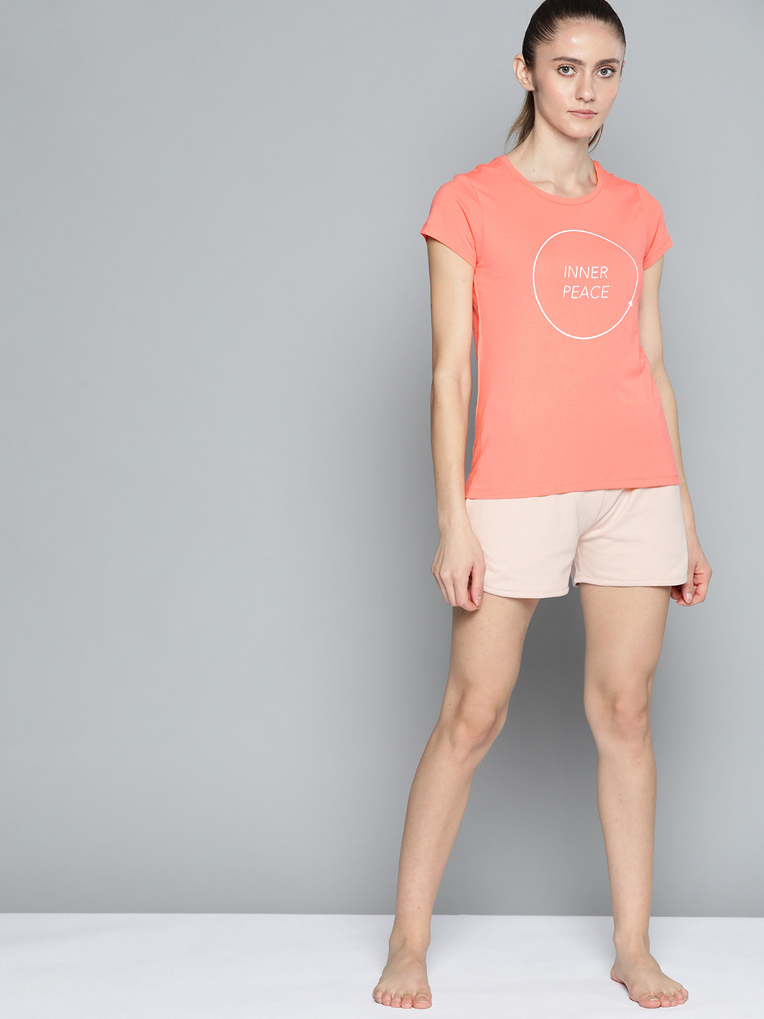 

HRX By Hrithik Roshan Yoga Women Shell Pink Organic Cotton Typography Print Organic Cotton Sustainable T-shirt, Coral