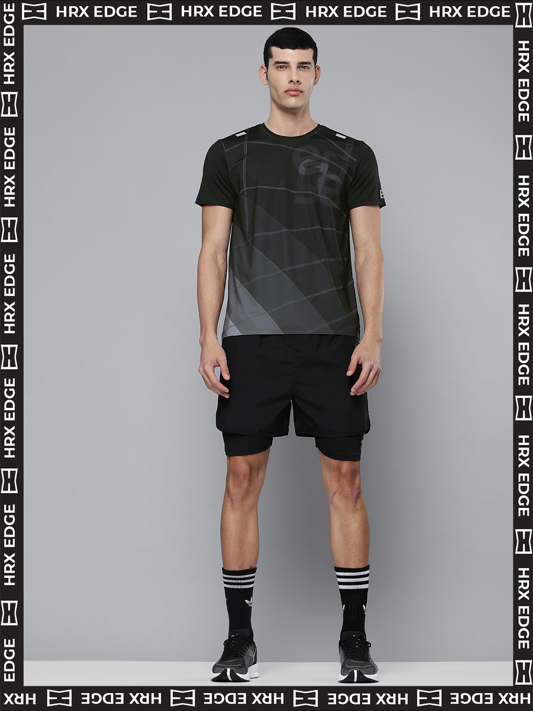 

HRX By Hrithik Roshan EDGE Lifestyle Men Anthracite Bio-Wash AOP T-shirts, Charcoal
