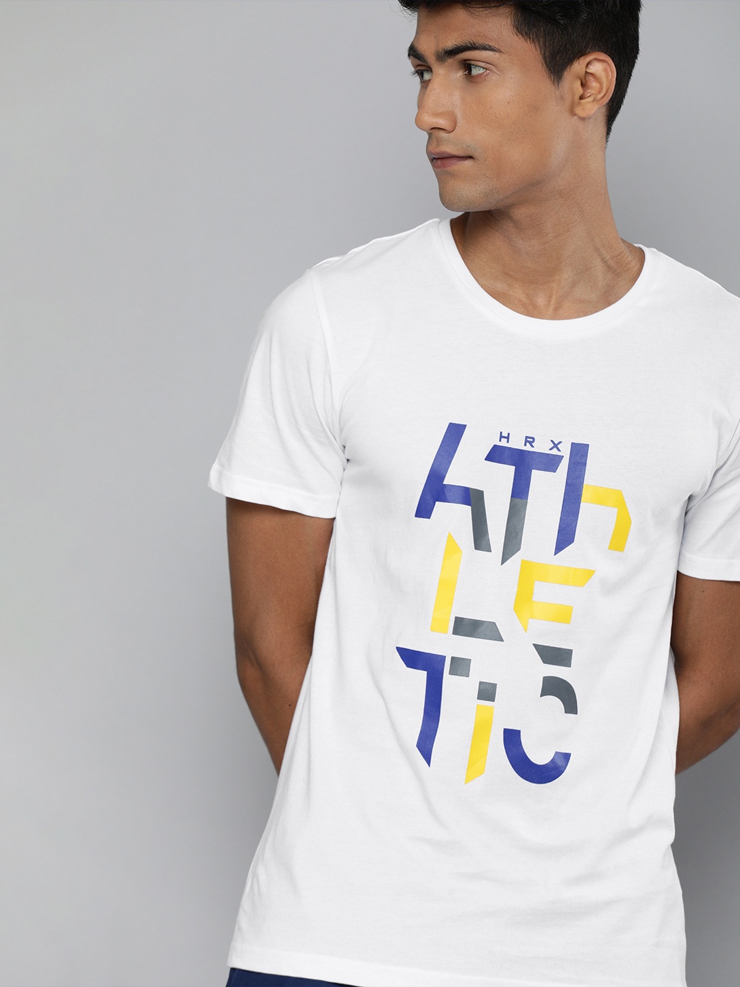 

HRX by Hrithik Roshan Lifestyle Men White Bio-Wash Typography Printed T-shirt