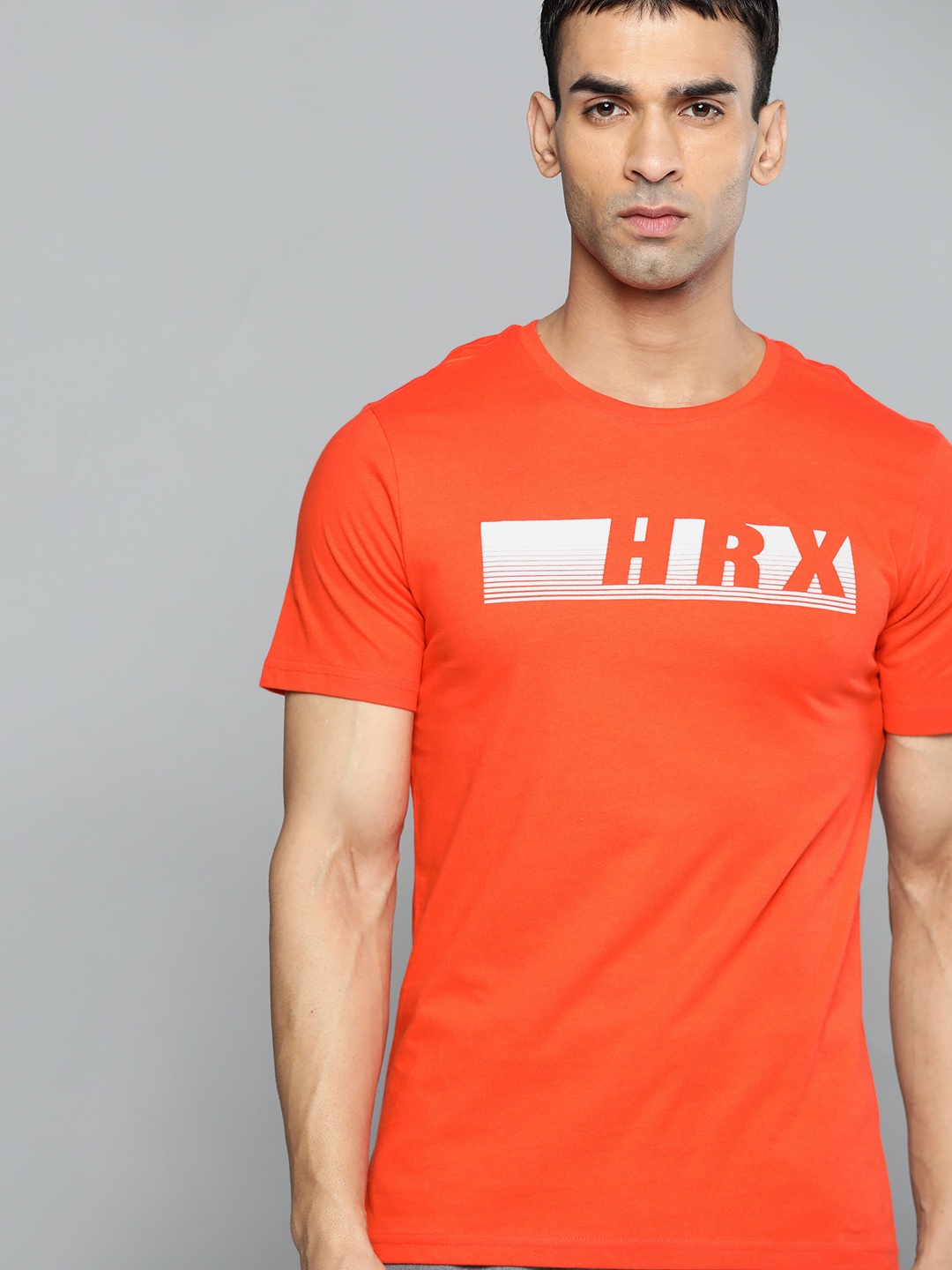 

HRX By Hrithik Roshan Lifestyle Men Oxy Fire Bio-Wash Brand Carrier Tshirts, Orange