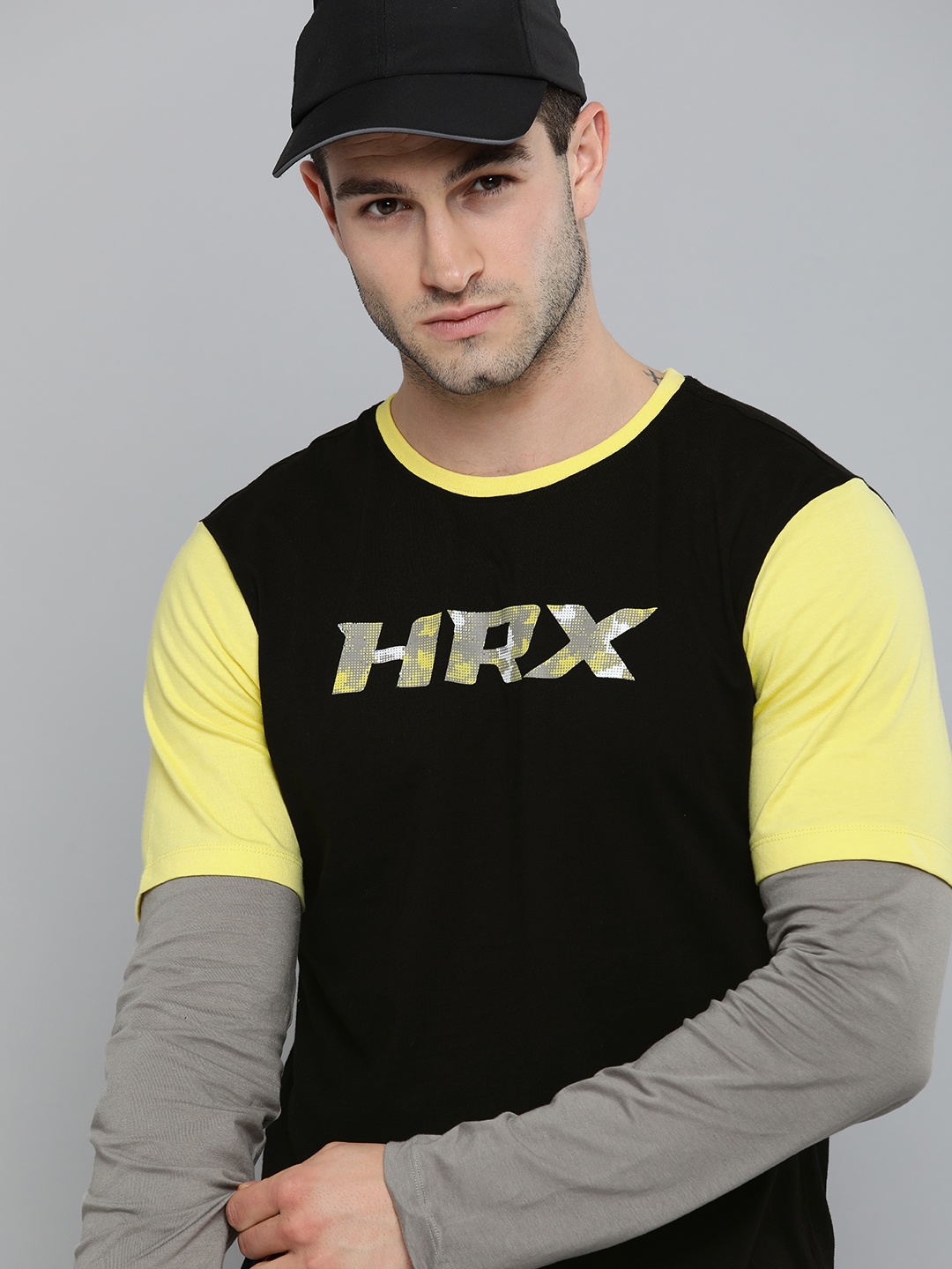 

HRX by Hrithik Roshan Lifestyle Men Bio-Wash Black Brand Logo Printed Pure Cotton T-shirt