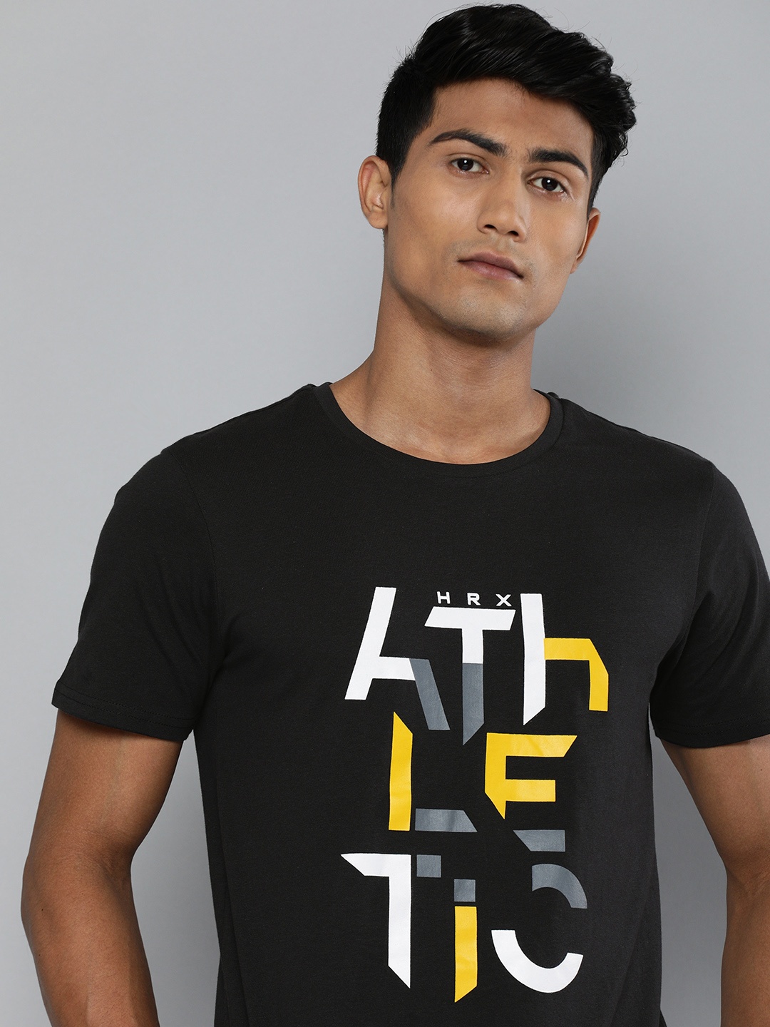 

HRX by Hrithik Roshan Lifestyle Men Black Bio-Wash Typography Printed T-shirt