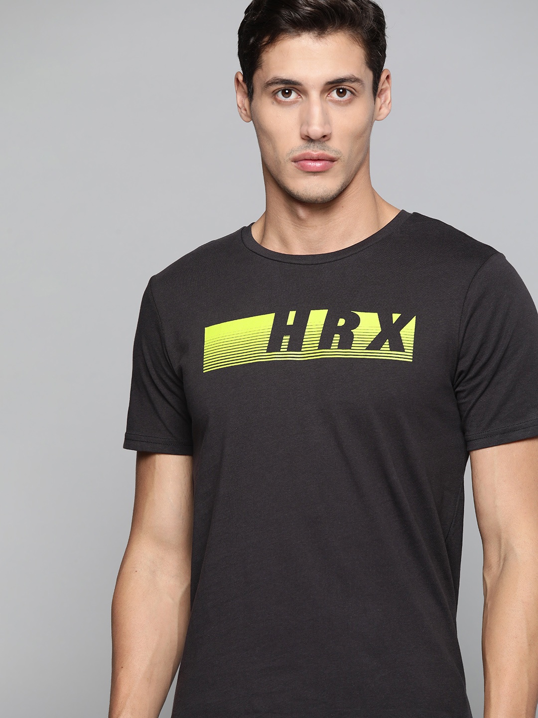 

HRX By Hrithik Roshan Lifestyle Men Jet Black Bio-Wash Brand Carrier Tshirt
