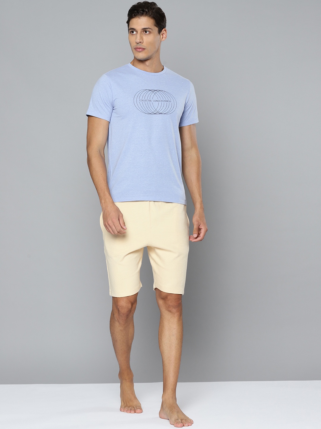 

HRX By Hrithik Roshan Yoga Men Aqua Melange Organic Cotton Typography Organic Cotton Sustainable T-shirts, Blue