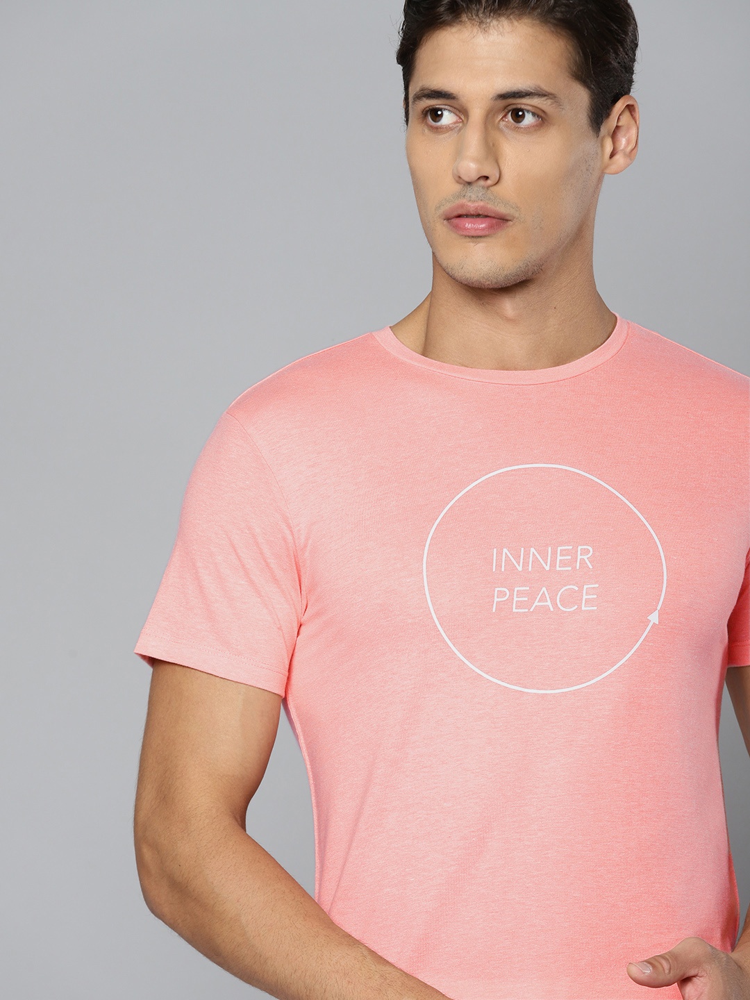 

HRX By Hrithik Roshan Yoga Men Pink Melange Organic Cotton Typography Organic Cotton Sustainable T-shirts