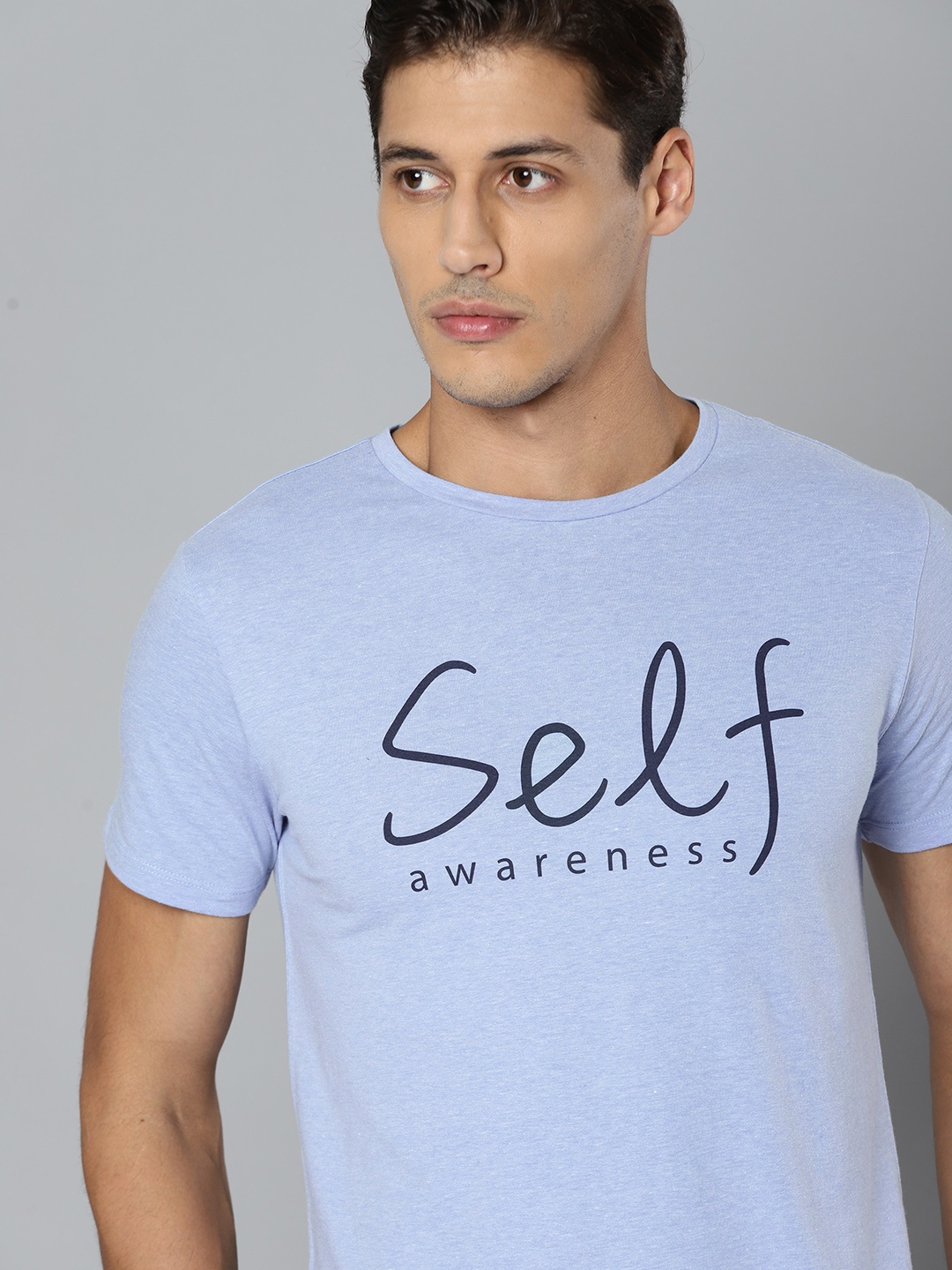 

HRX By Hrithik Roshan Yoga Men Aqua Melange Organic Cotton Typography Organic Cotton Sustainable T-shirts, Blue