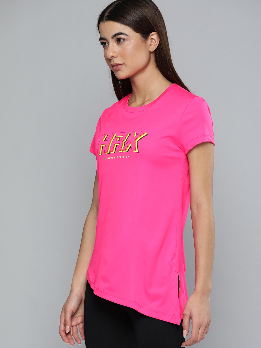 

HRX By Hrithik Roshan Training Women Neon Pink Rapid-Dry Brand Carrier Tops