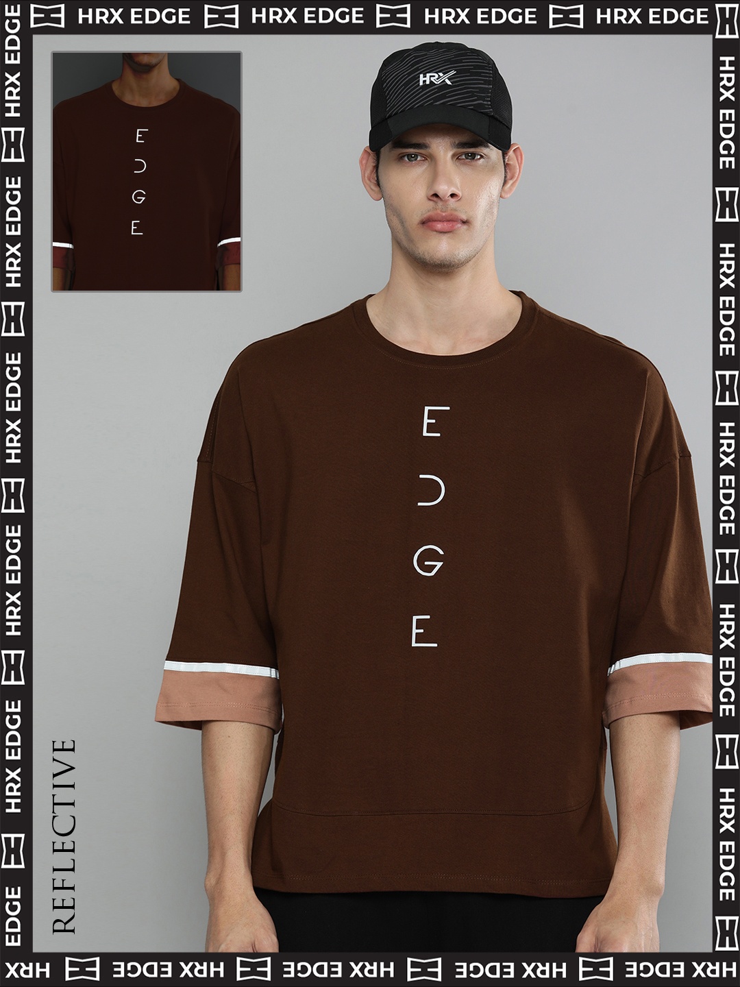 

HRX by Hrithik Roshan Men Brown Typography Printed Pure Cotton Casual T-shirt