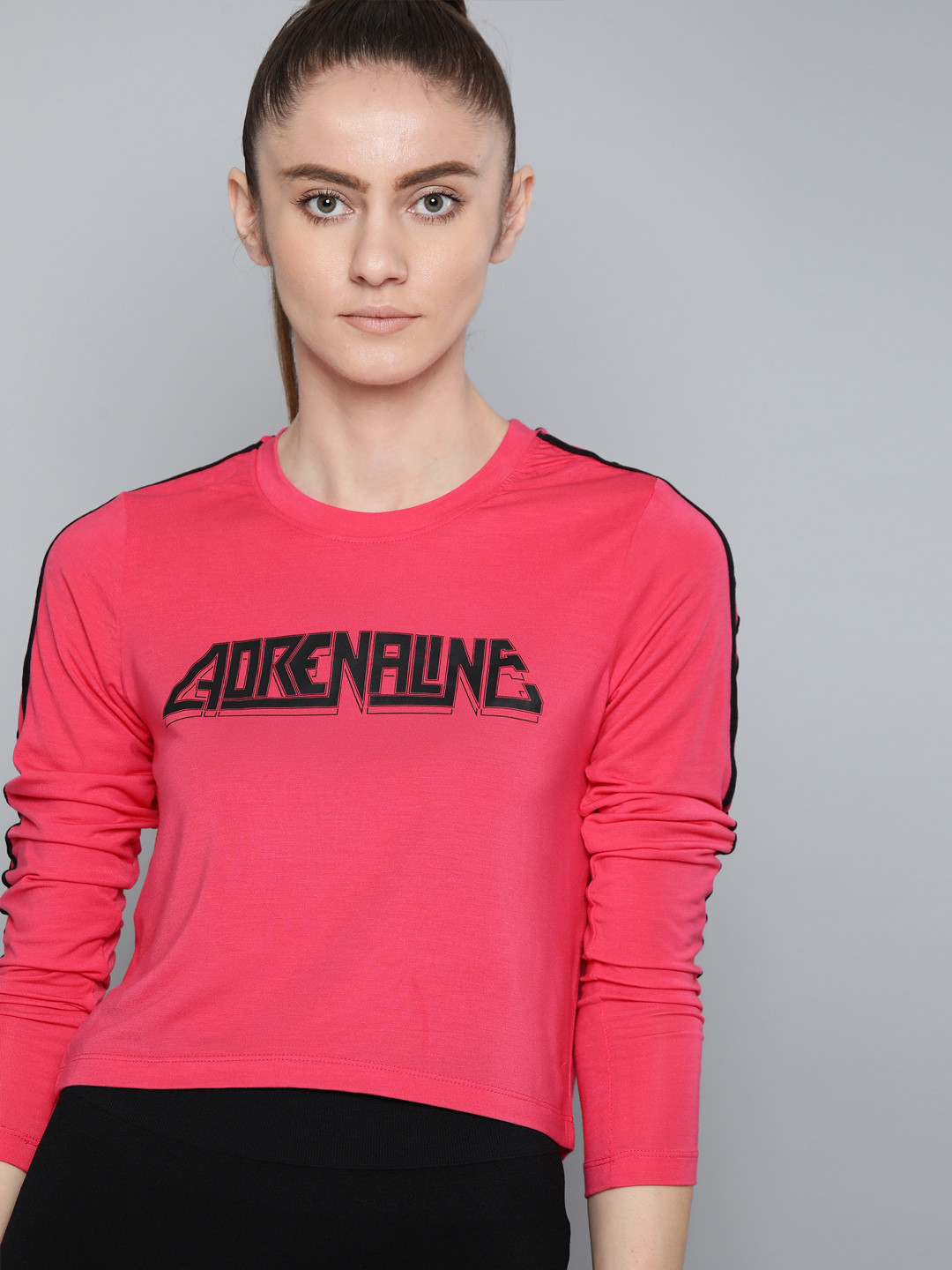 

HRX By Hrithik Roshan Lifestyle Women Hothouse Pink Lycra Typography Tops