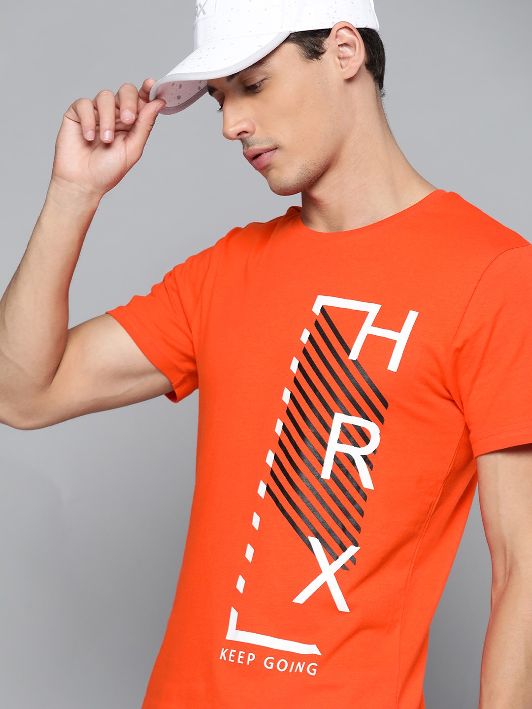 

HRX By Hrithik Roshan Lifestyle Men Oxy Fire Bio-Wash Brand Carrier Tshirts, Orange