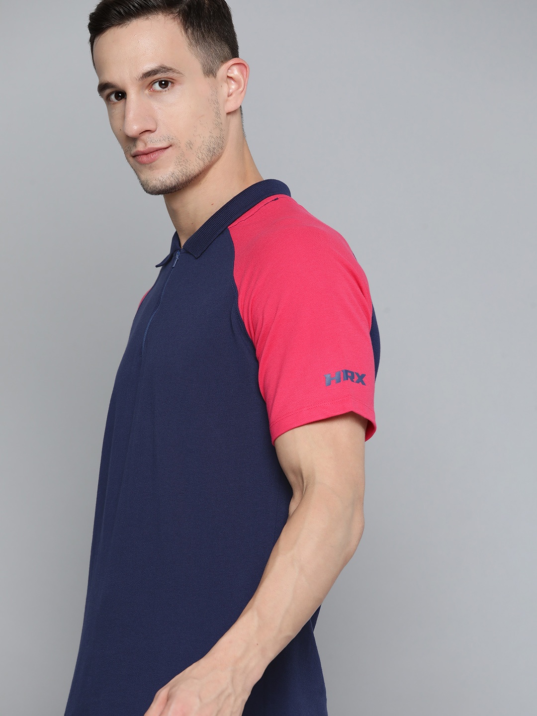 

HRX by Hrithik Roshan Men Navy Blue Polo Collar T-shirt