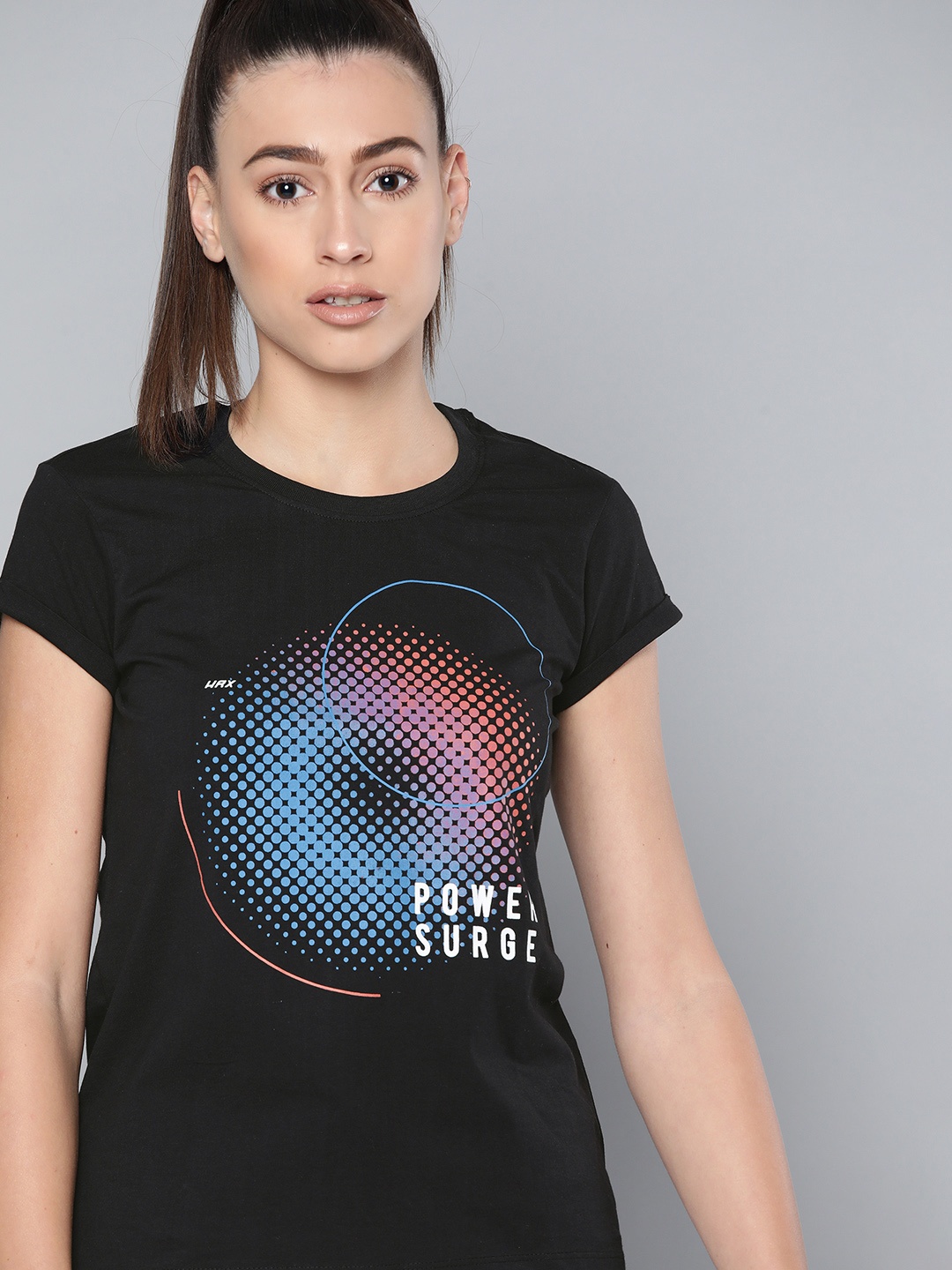 

HRX By Hrithik Roshan Lifestyle Women Jet Black Bio-Wash Typography Tshirts