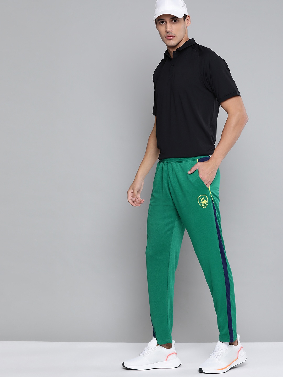 

HRX By Hrithik Roshan Cricket Men Ivy Rapid-Dry Colourblock Track Pants, Green