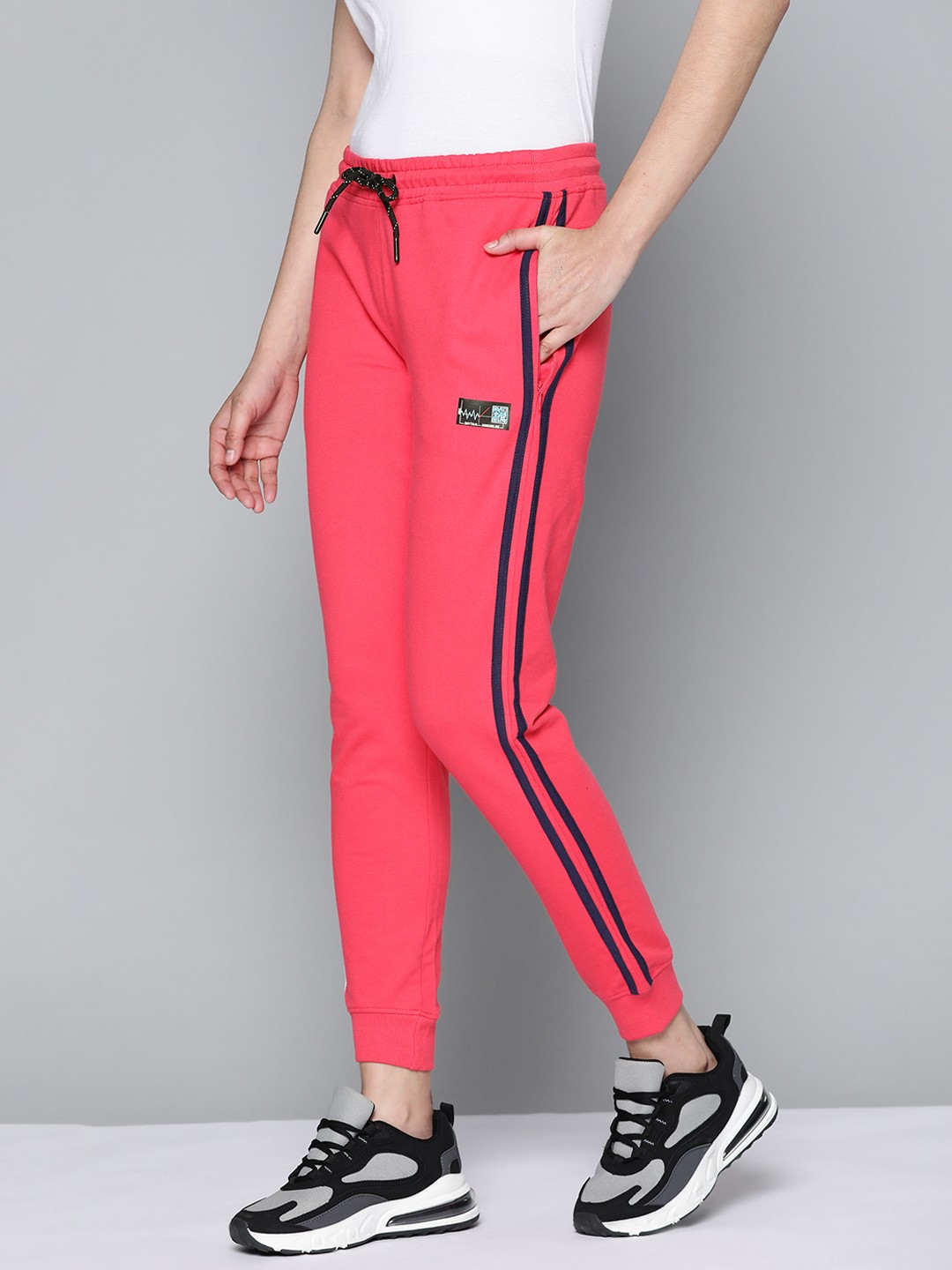 

HRX By Hrithik Roshan Lifestyle Women Hothouse Pink Pure Cotton Bio-Wash Slim Joggers