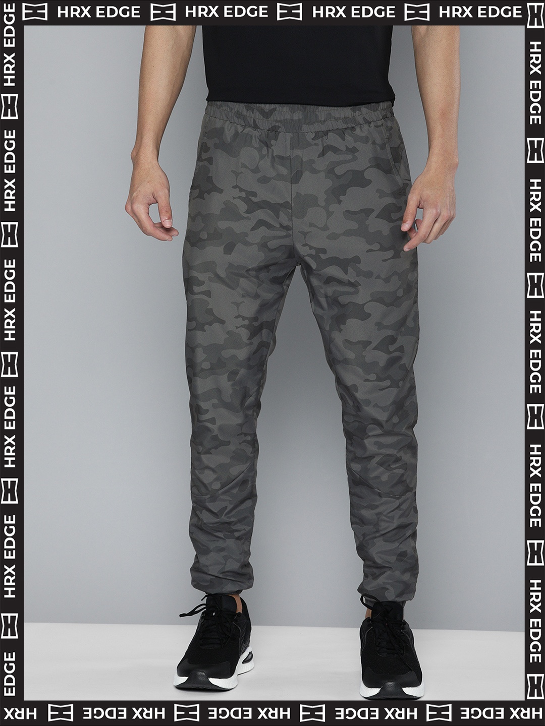 

HRX By Hrithik Roshan EDGE Lifestyle Men Anthracite Camouflage Track Pants, Grey
