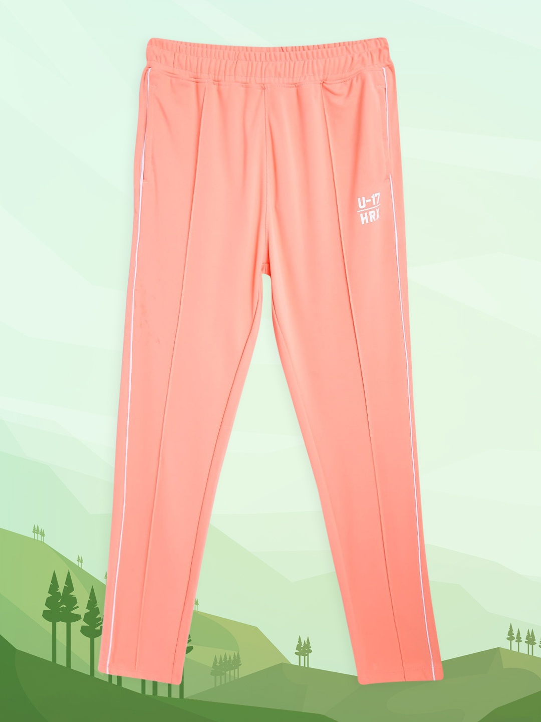 

HRX By Hrithik Roshan U-17 Active Girls Peach Amber Rapid-Dry Solid Track Pants