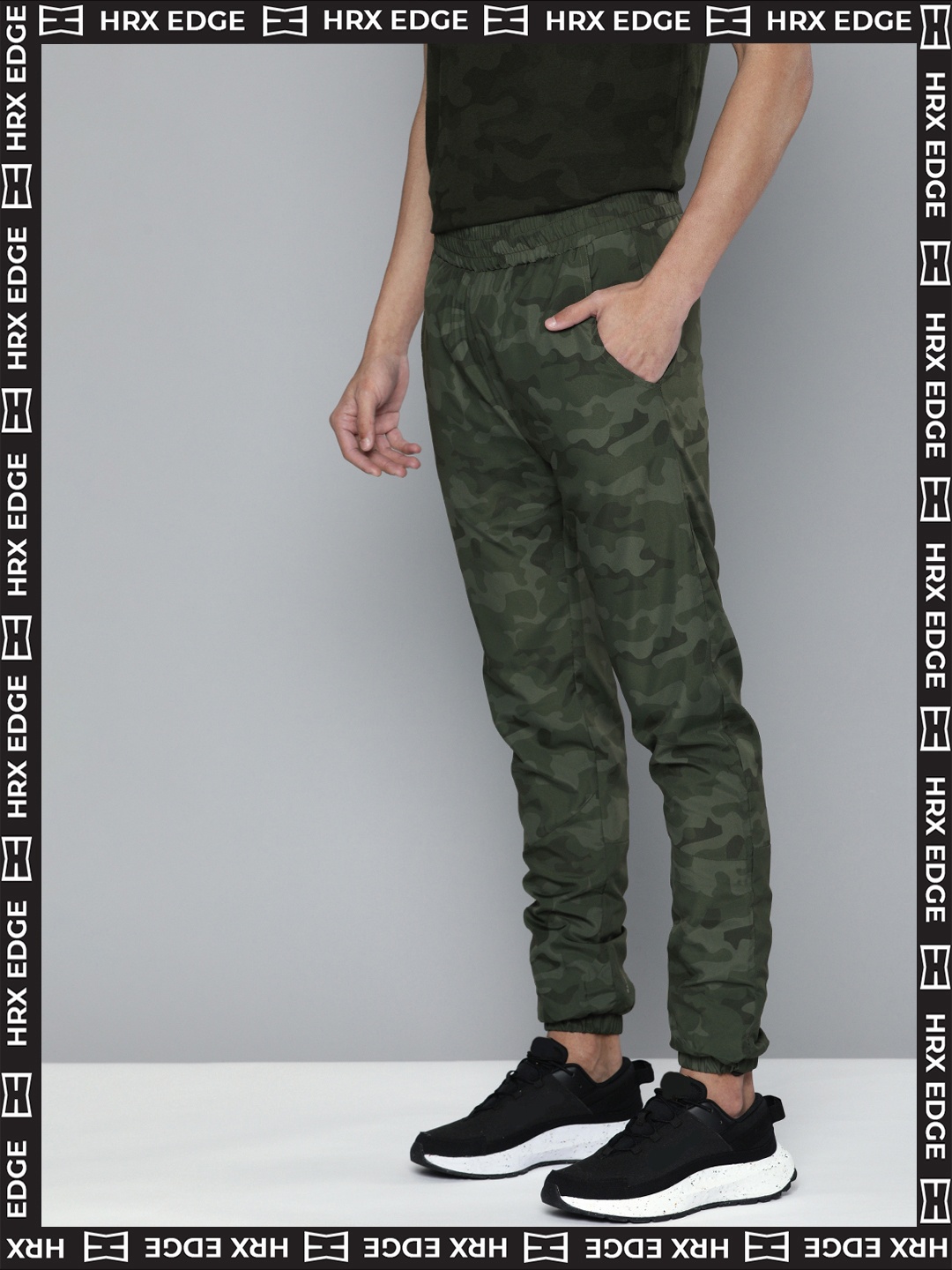 

HRX By Hrithik Roshan EDGE Lifestyle Men Courtyard Camouflage Track Pants, Olive