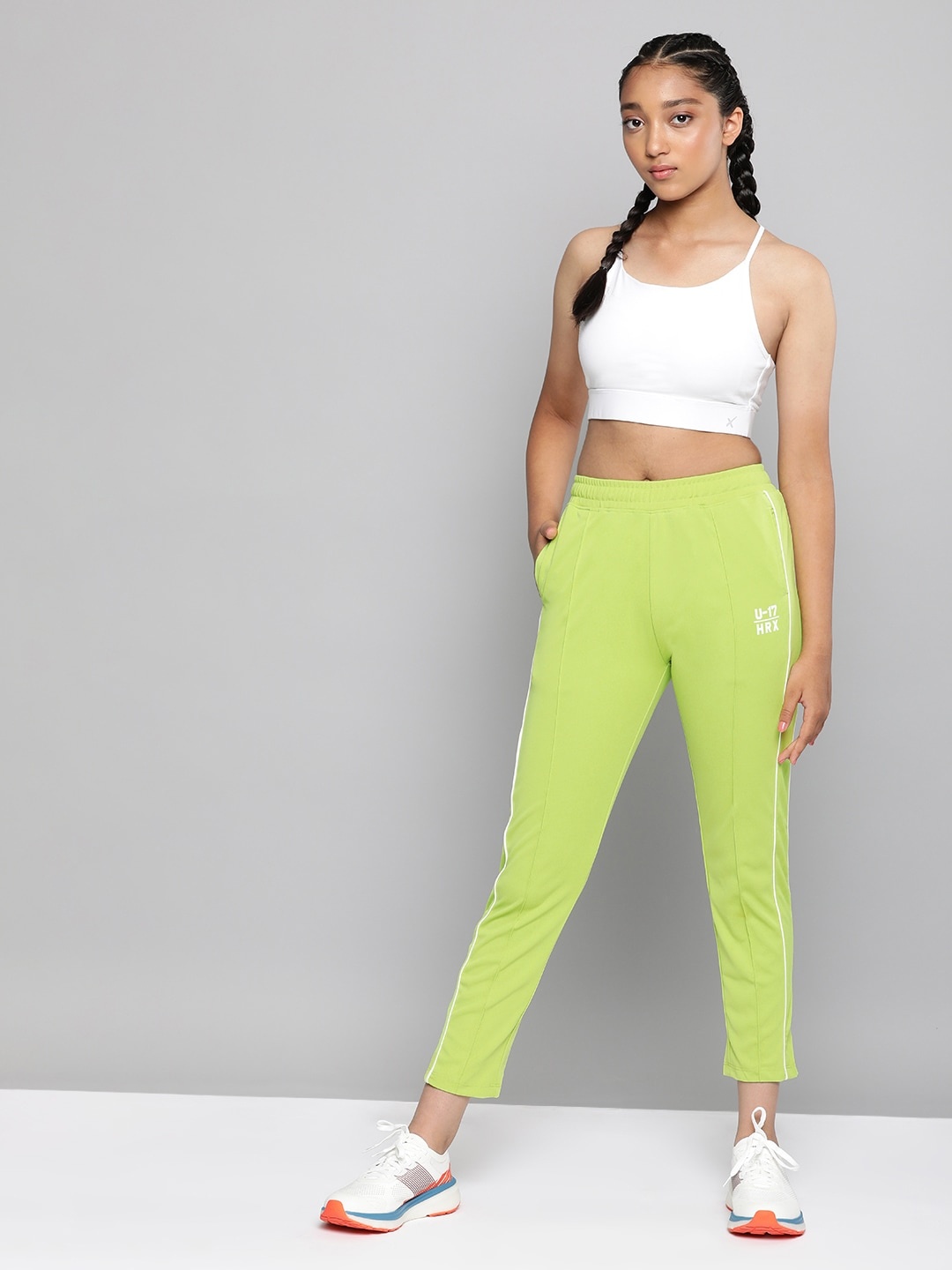 

HRX by Hrithik Roshan U-17 Active Girls Lime Punch Rapid-Dry Solid Track Pants, Lime green