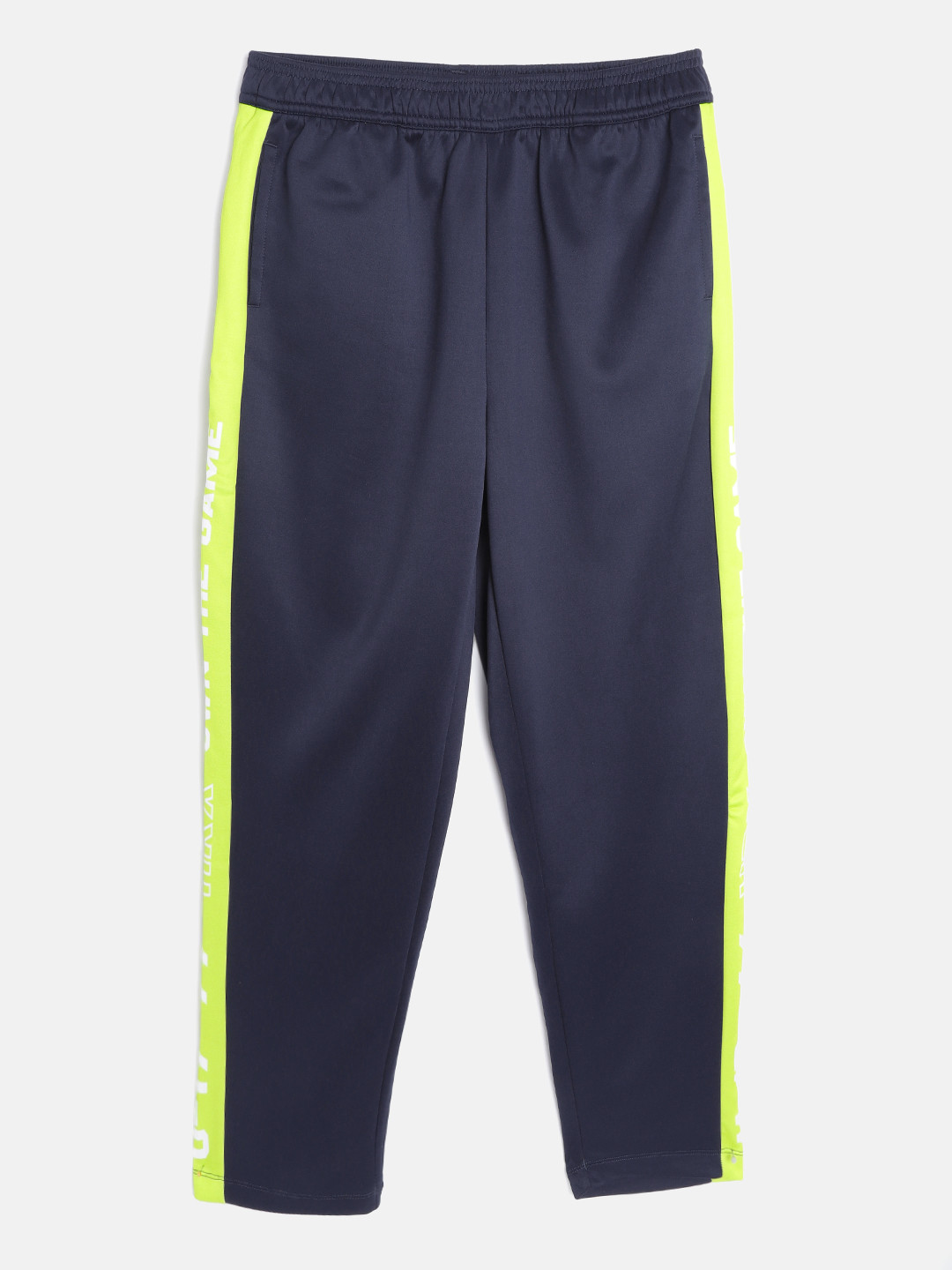 

HRX By Hrithik Roshan U-17 Active Boys Dress Blue Rapid-Dry Colourblock Track Pants, Navy blue
