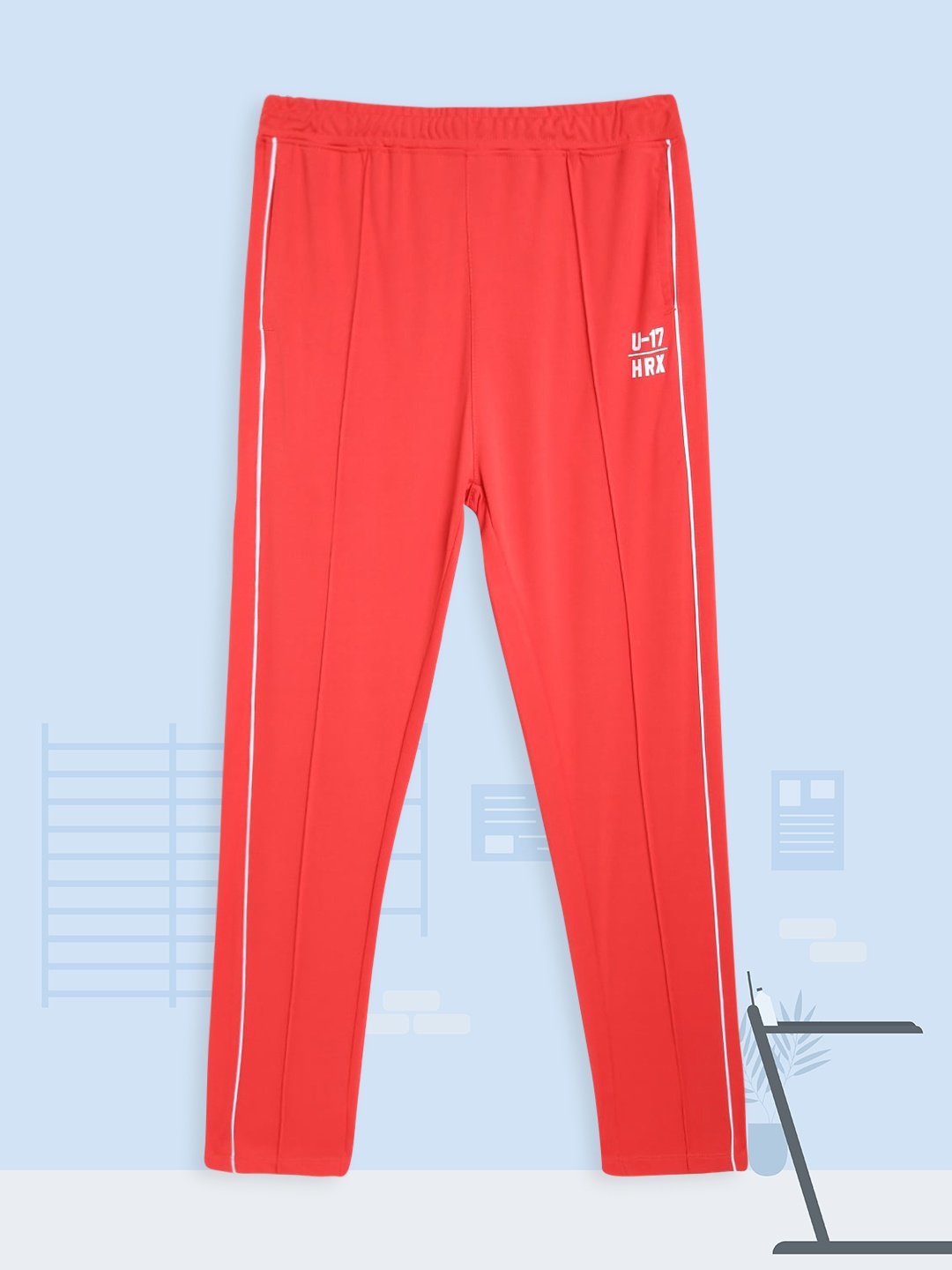 

HRX By Hrithik Roshan U-17 Active Girls High Risk Red Rapid-Dry Solid Track Pants