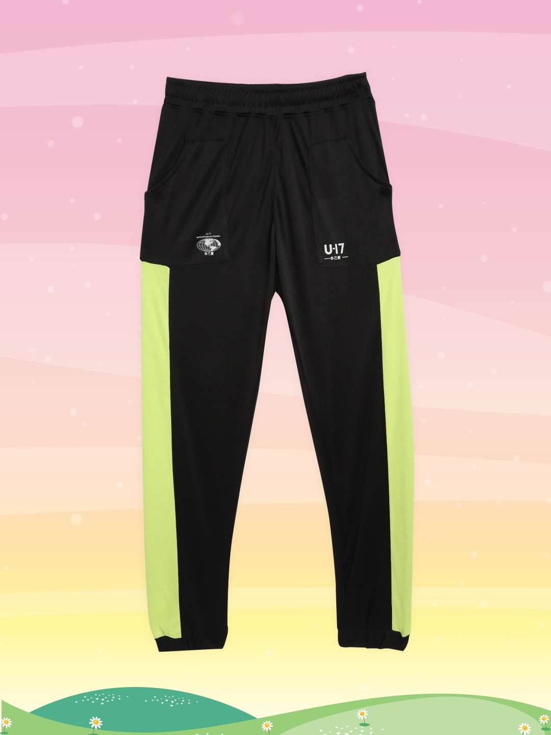 

HRX By Hrithik Roshan U-17 Lifestyle Girls Jet Black Rapid-Dry Colourblock Joggers