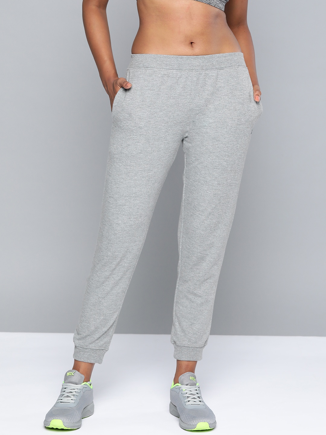 

HRX By Hrithik Roshan Lifestyle Women Grey Melange Solid Lifestyle Joggers