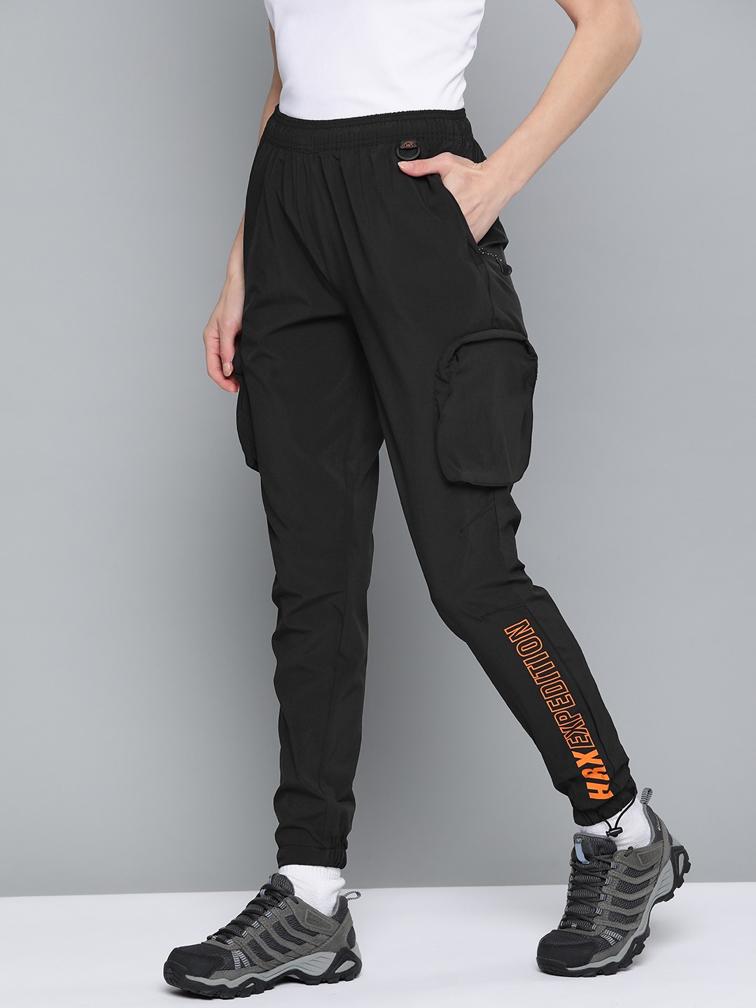 

HRX By Hrithik Roshan Outdoor Women Jet Black Rapid-Dry Typography Joggers