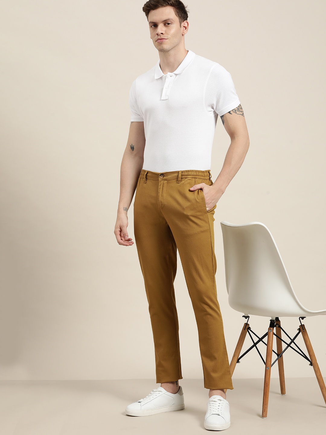 

INVICTUS Men Khaki Chinos Trousers