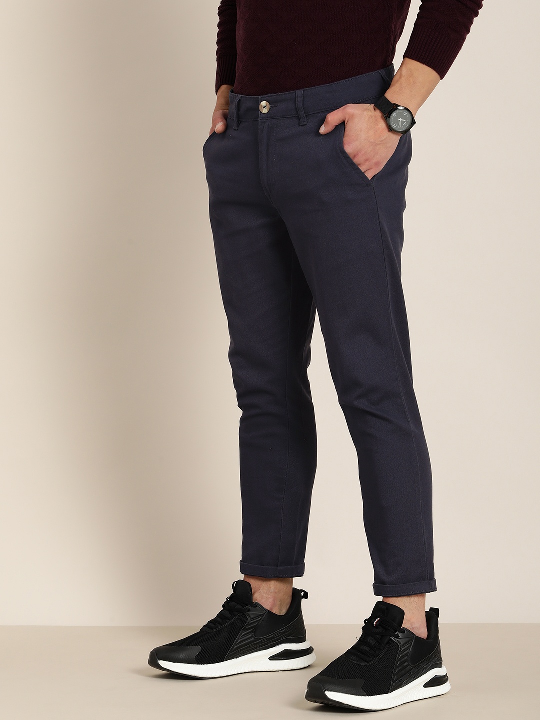 

INVICTUS Men Blue Solid Chinos