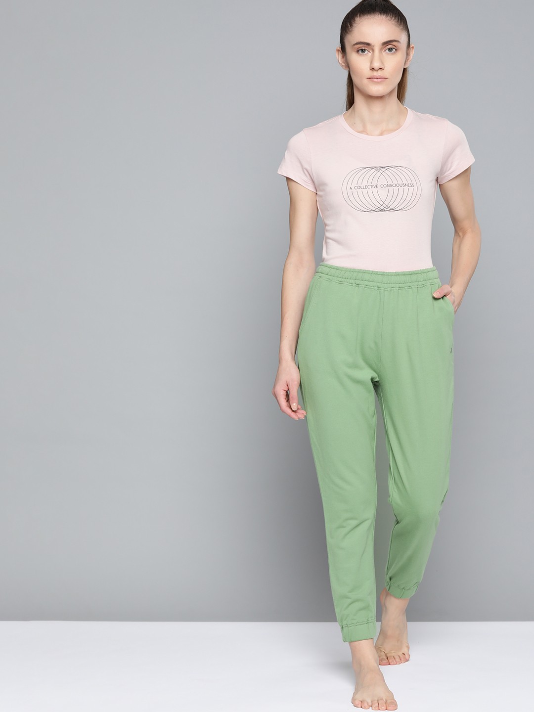 

HRX By Hrithik Roshan Yoga Women Jade Organic Cotton Sustainable Track Pants, Green