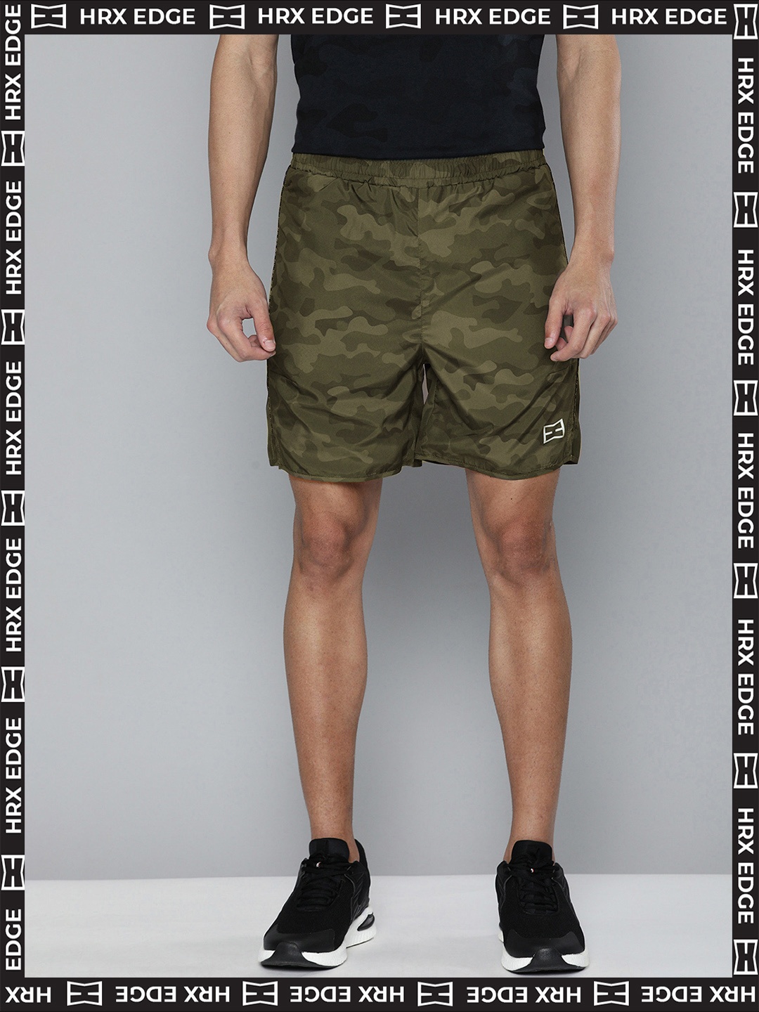 

HRX By Hrithik Roshan EDGE Lifestyle Men Courtyard Rapid-Dry AOP Shorts, Olive