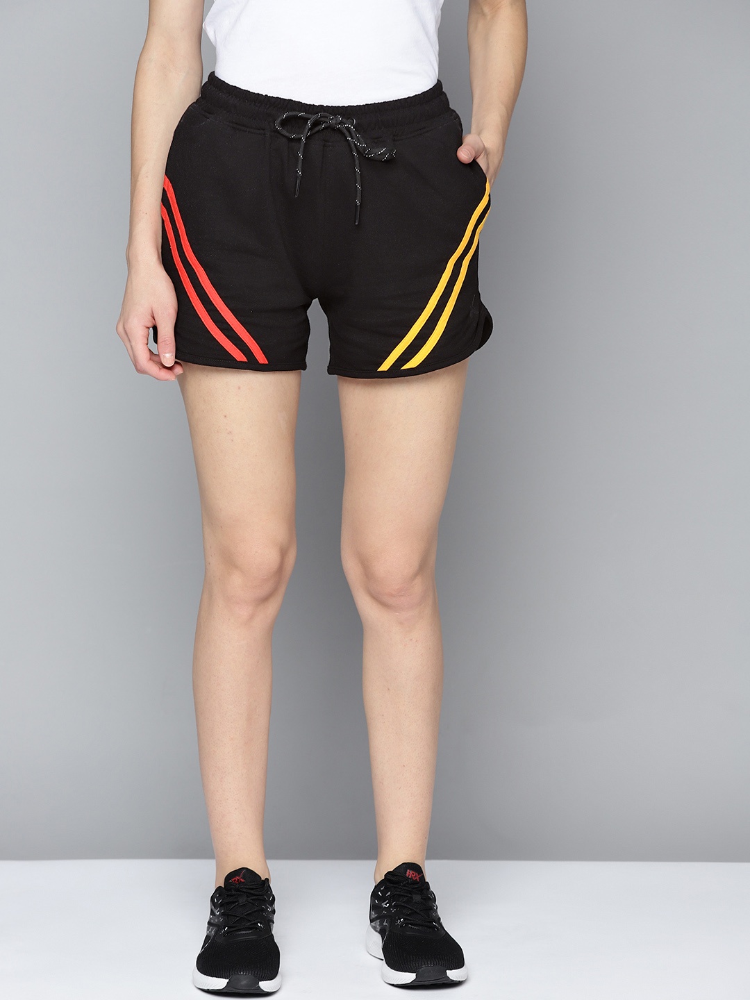 

HRX By Hrithik Roshan Lifestyle Women Jet Black Bio-Wash Solid Shorts