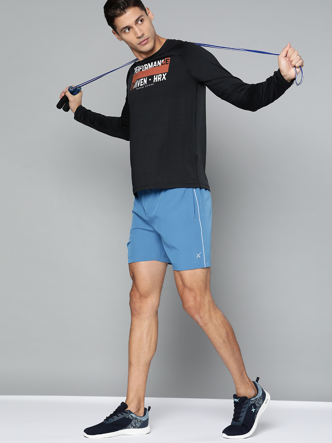 

HRX By Hrithik Roshan Training Men Atlantic Blue Rapid-Dry Shorts