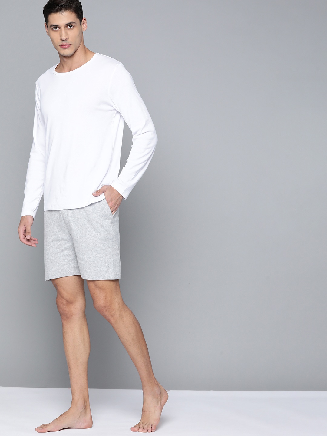 

HRX By Hrithik Roshan Yoga Men Grey Melange Organic Cotton Shorts