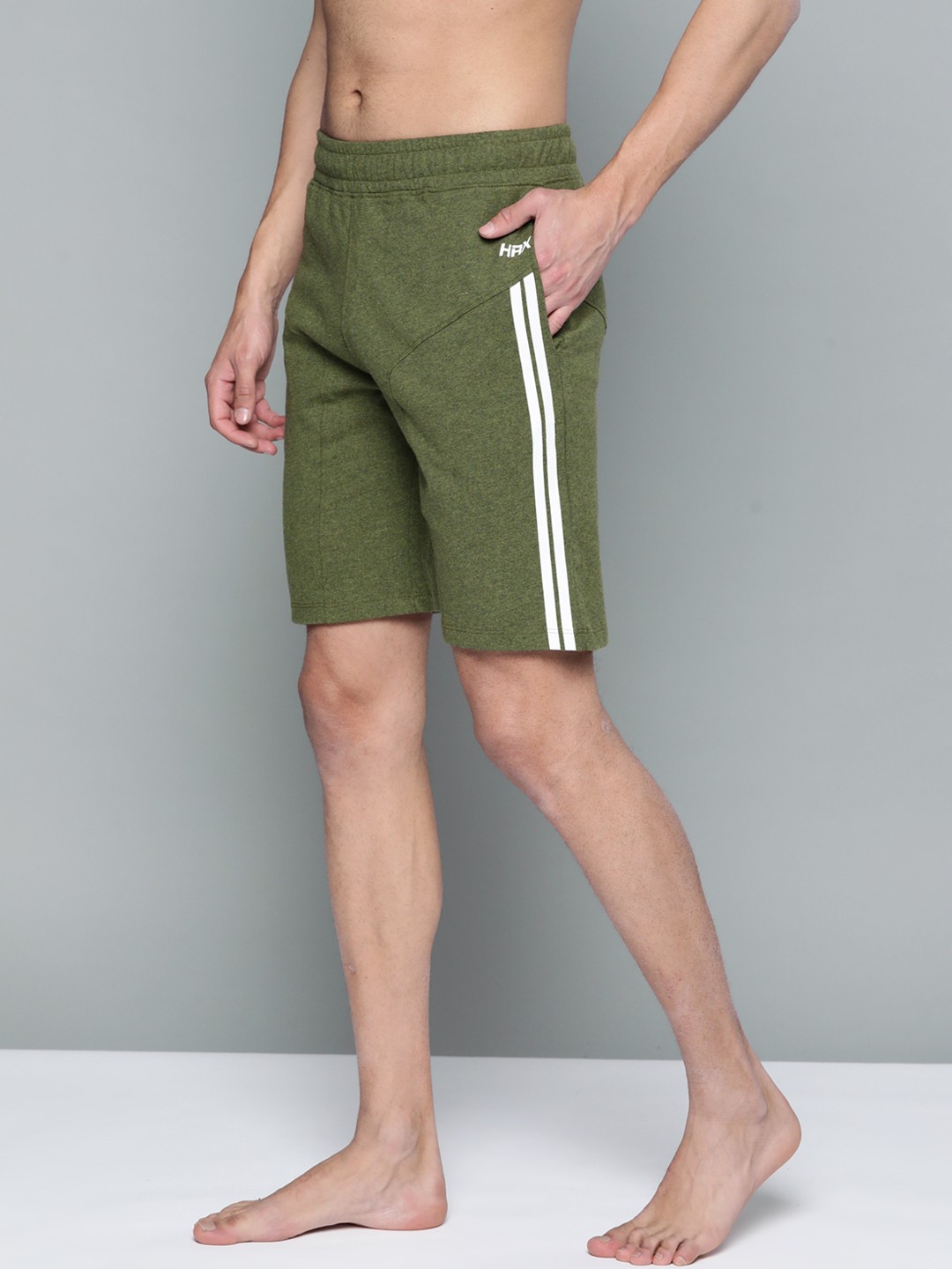 

HRX By Hrithik Roshan Yoga Men Winter Moss Melange Rapid-Dry Solid Sustainable Shorts, Olive