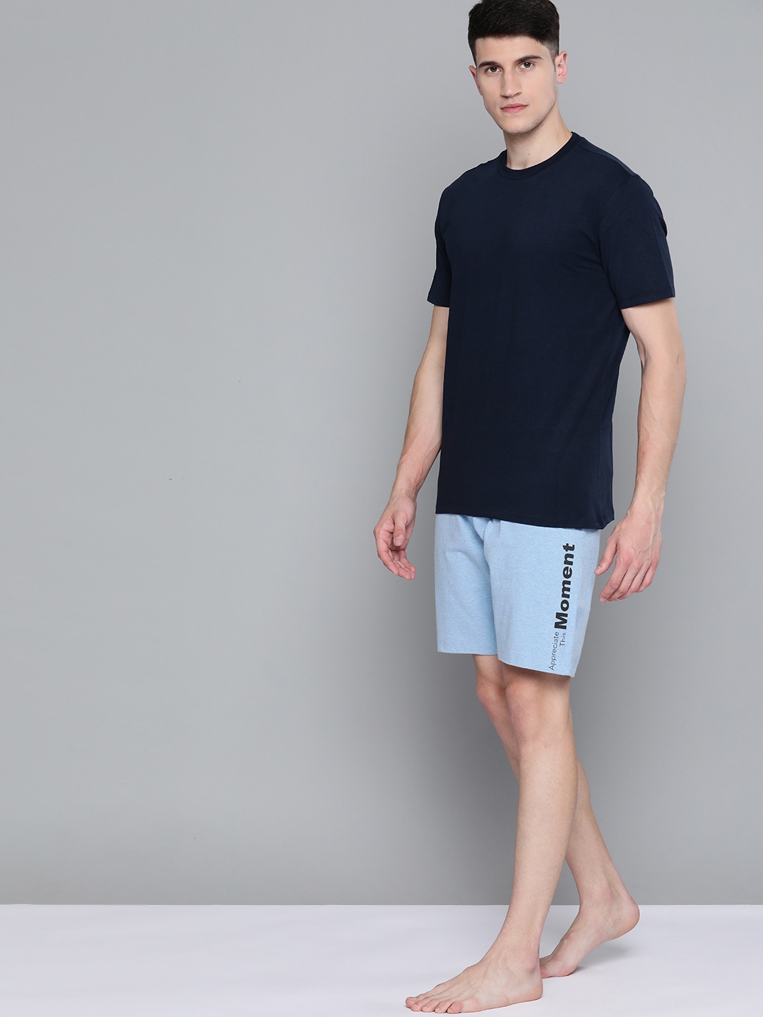 

HRX By Hrithik Roshan Yoga Men Blue Melange Pure Cotton Rapid-Dry Solid Sustainable Shorts